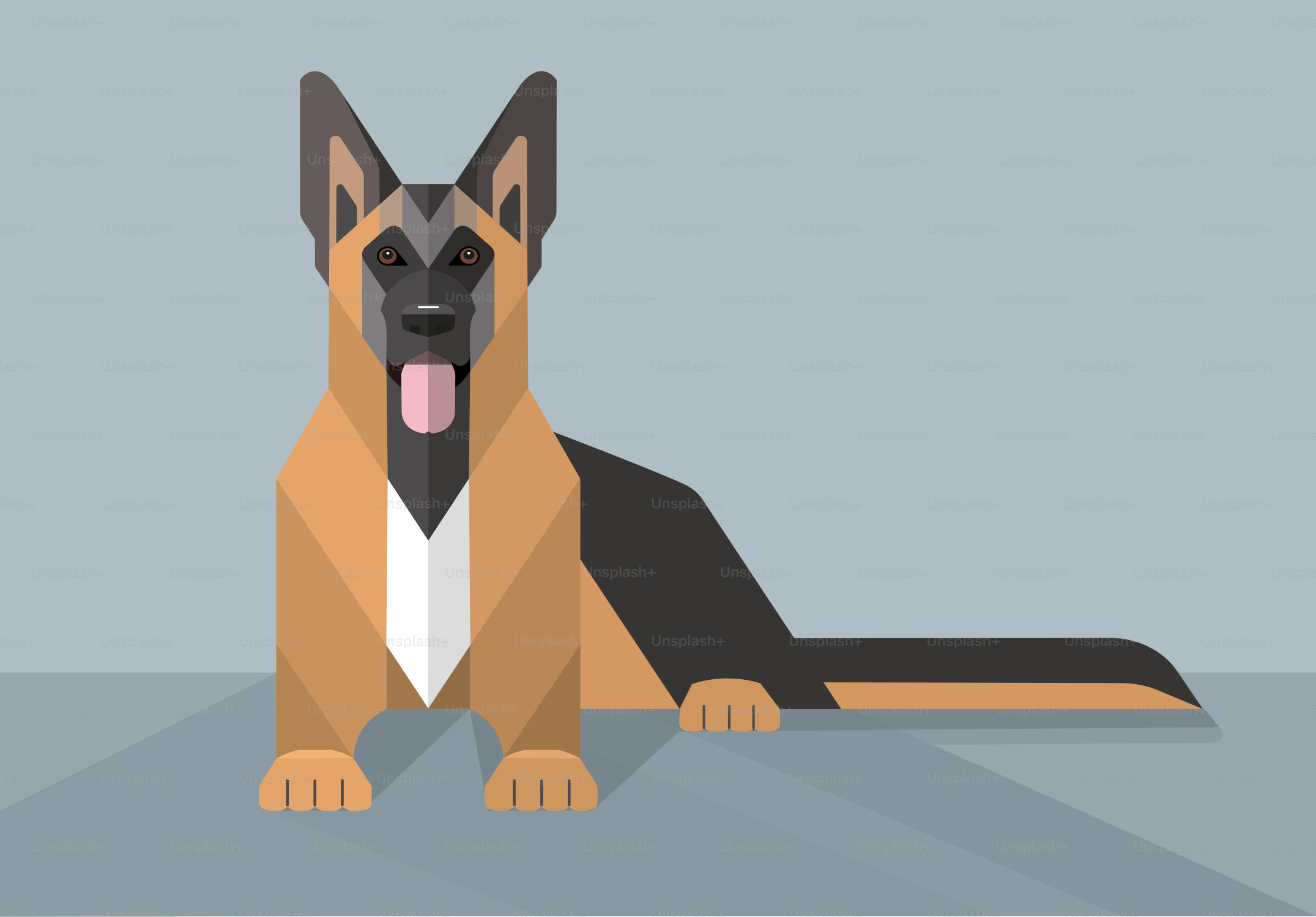 Un perro sentado con la lengua fuera