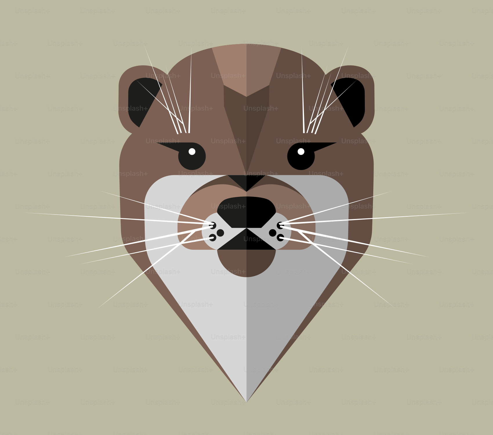 La cabeza de un animal se muestra en un estilo plano