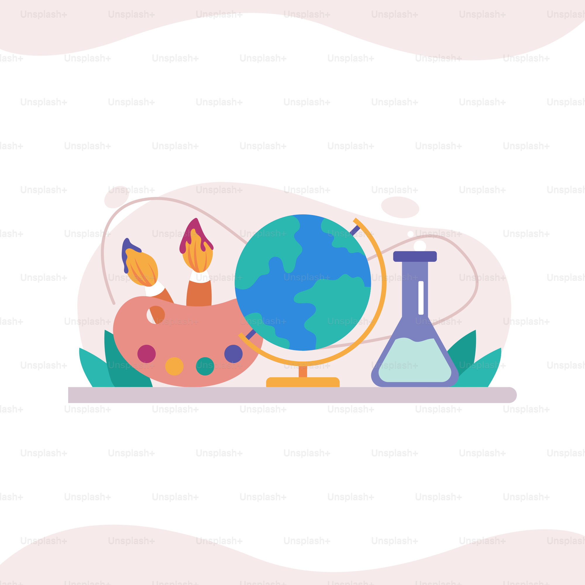 Un design plat avec un globe et une fiole de liquide