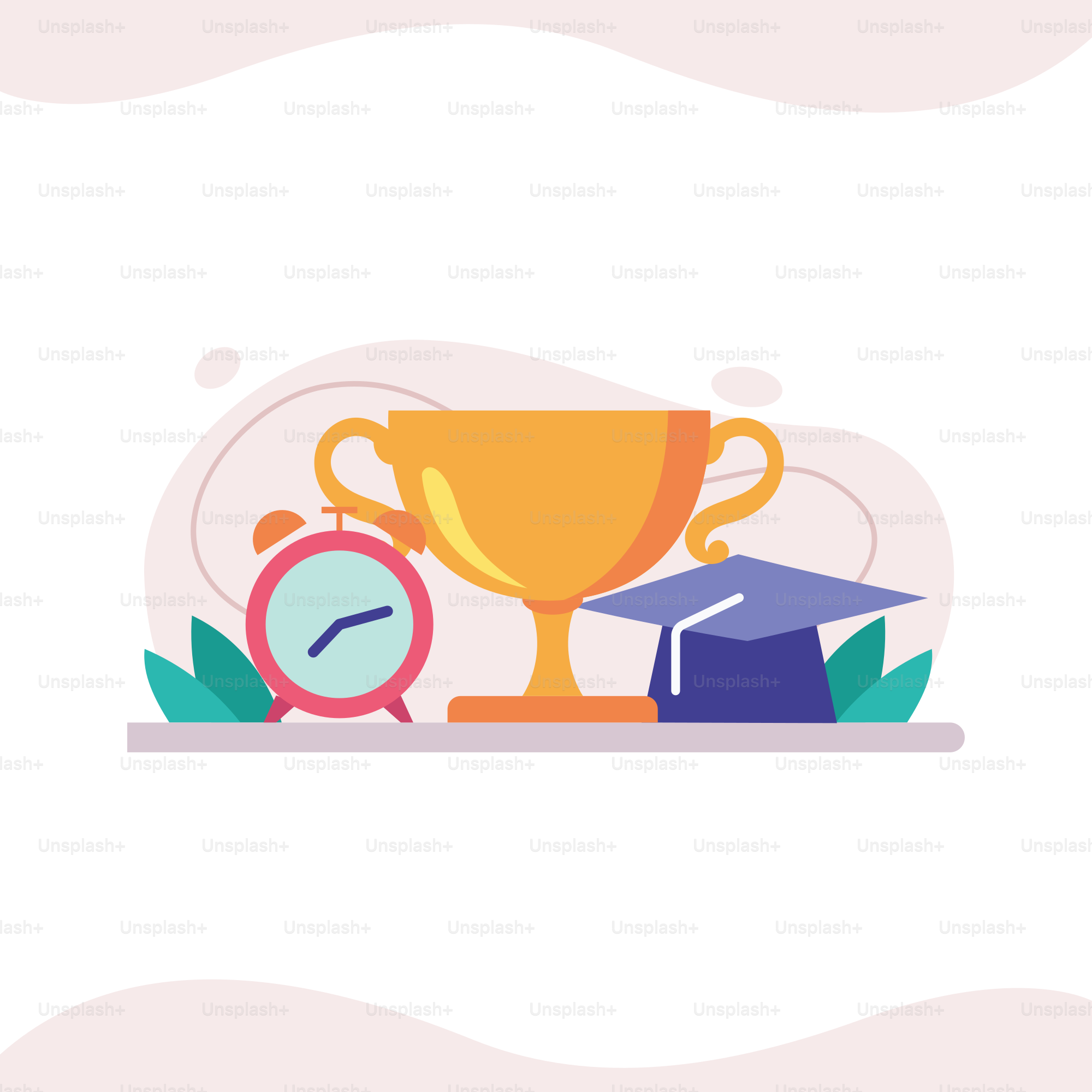 A trophy and a clock sitting next to each other