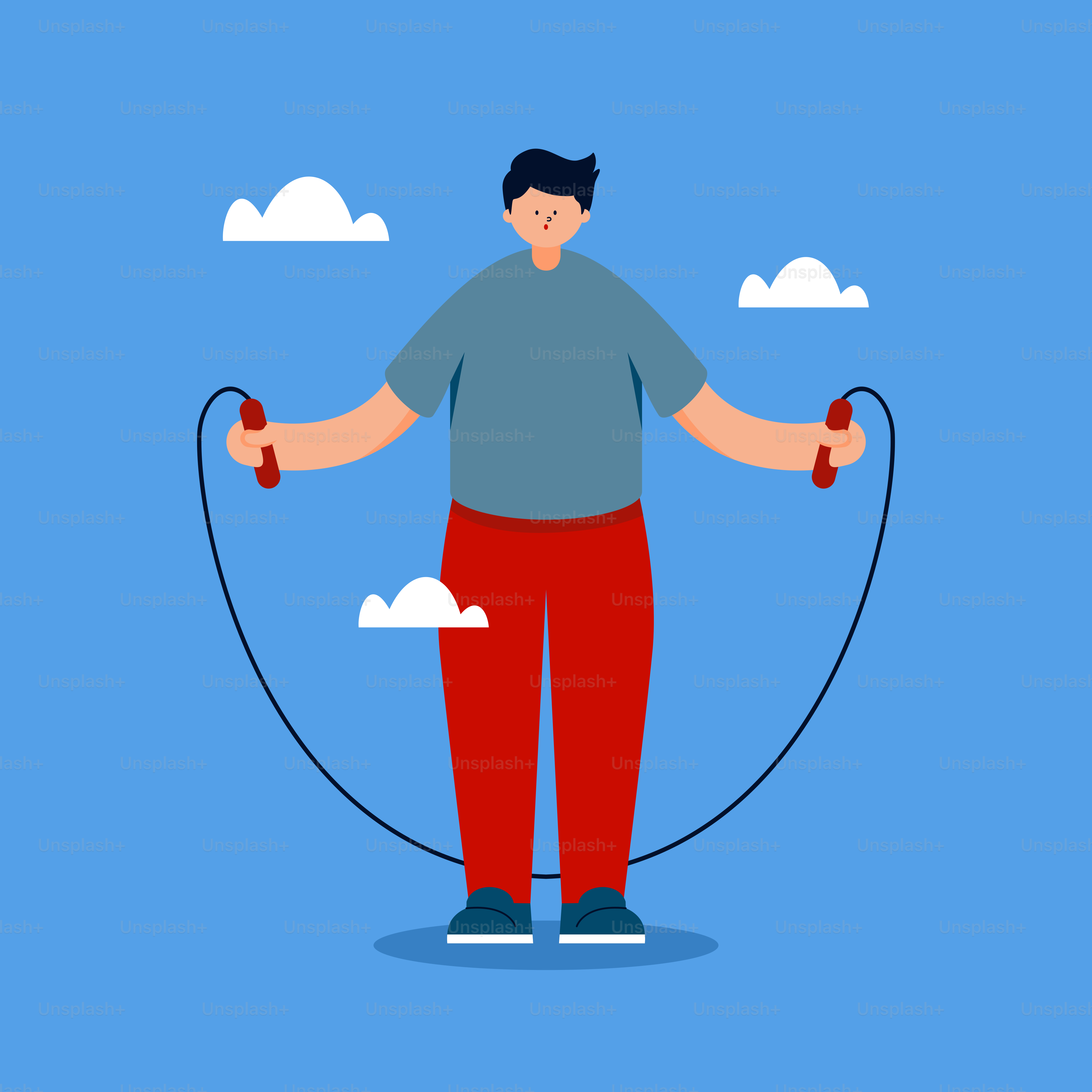 Ein Mann mit einem Springseil in den Händen