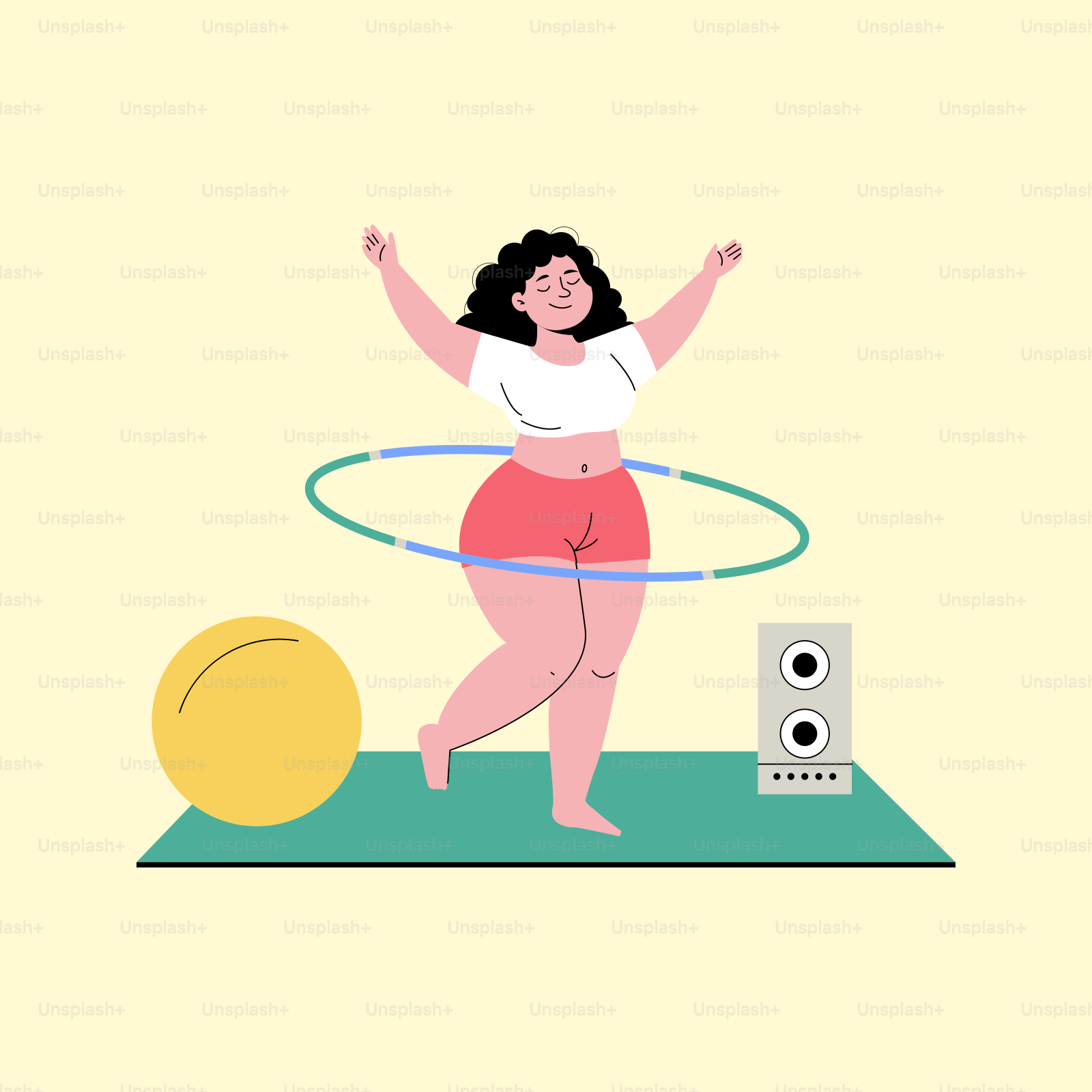 A woman is playing with a hula hoop