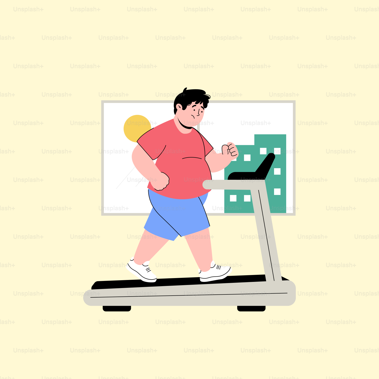 A man is running on a treadmill