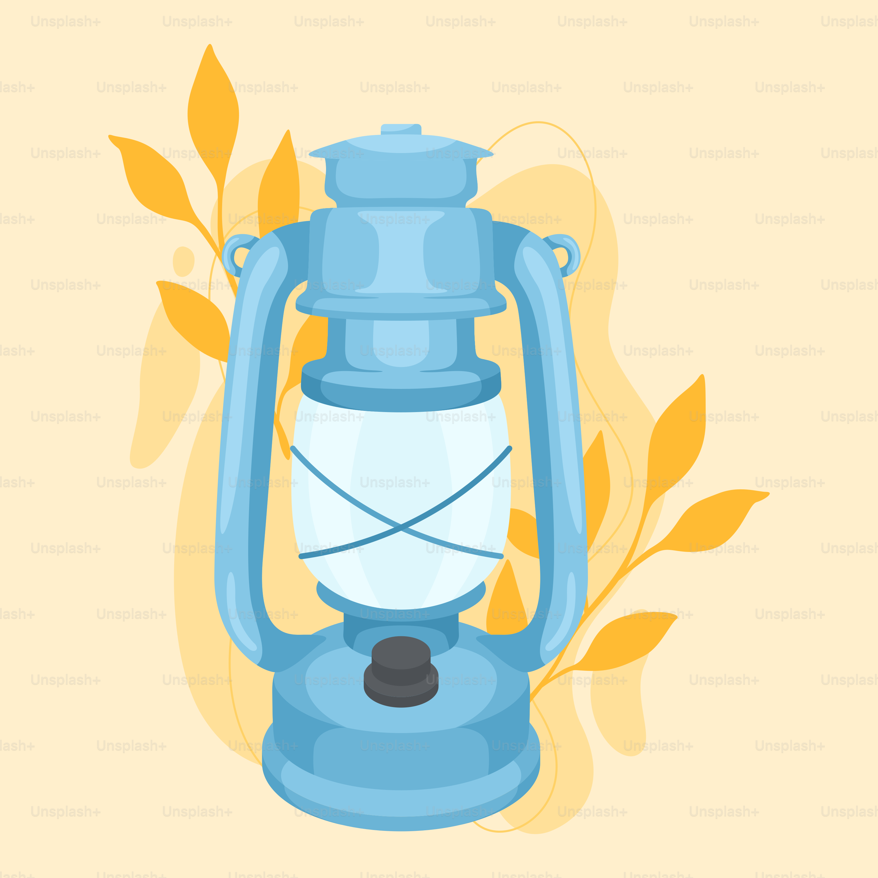 Eine blaue Laterne mit einem Licht darauf