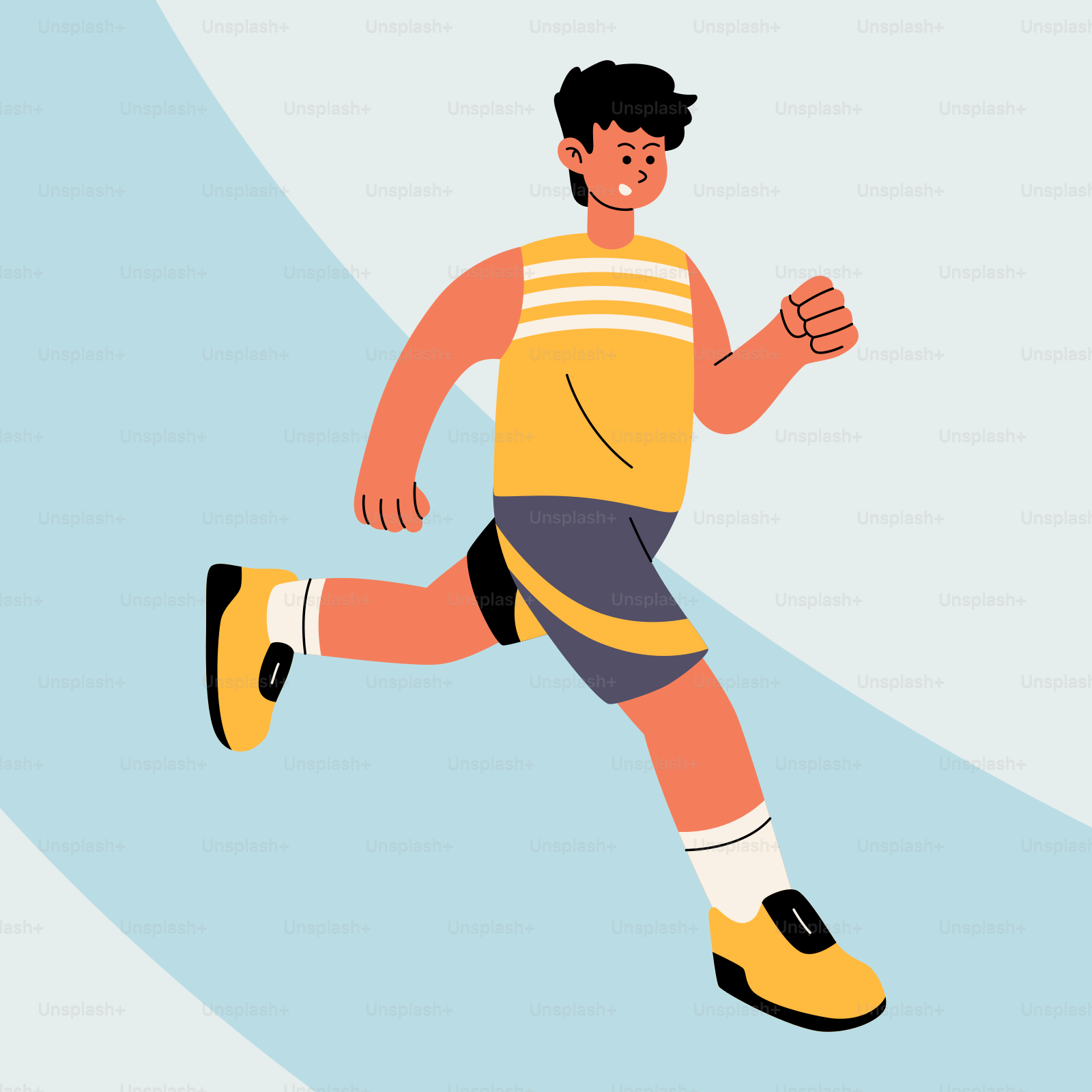 A man in a yellow shirt is running