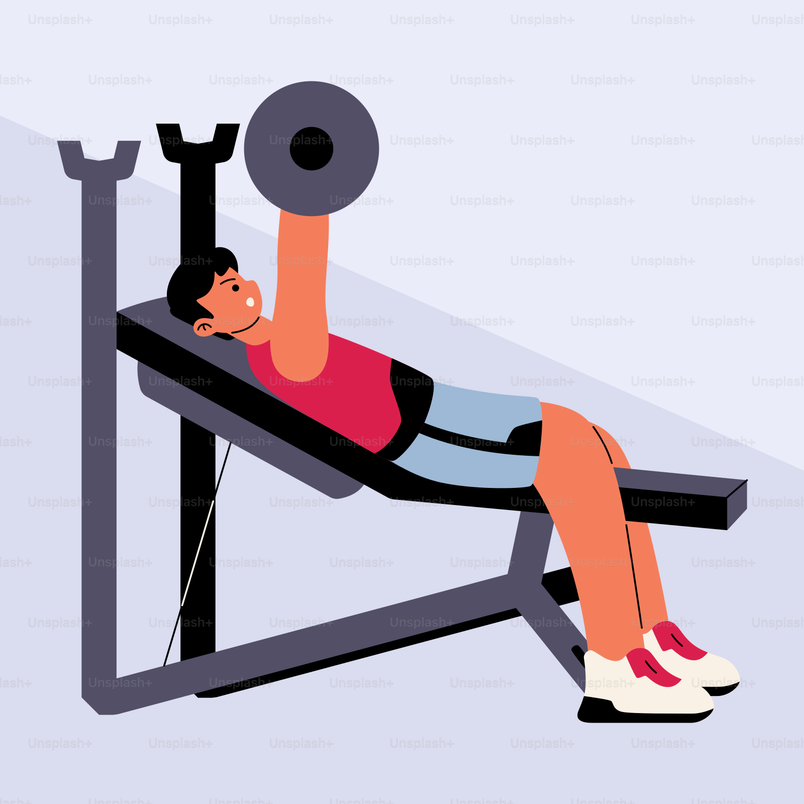 A man is doing a bench press exercise