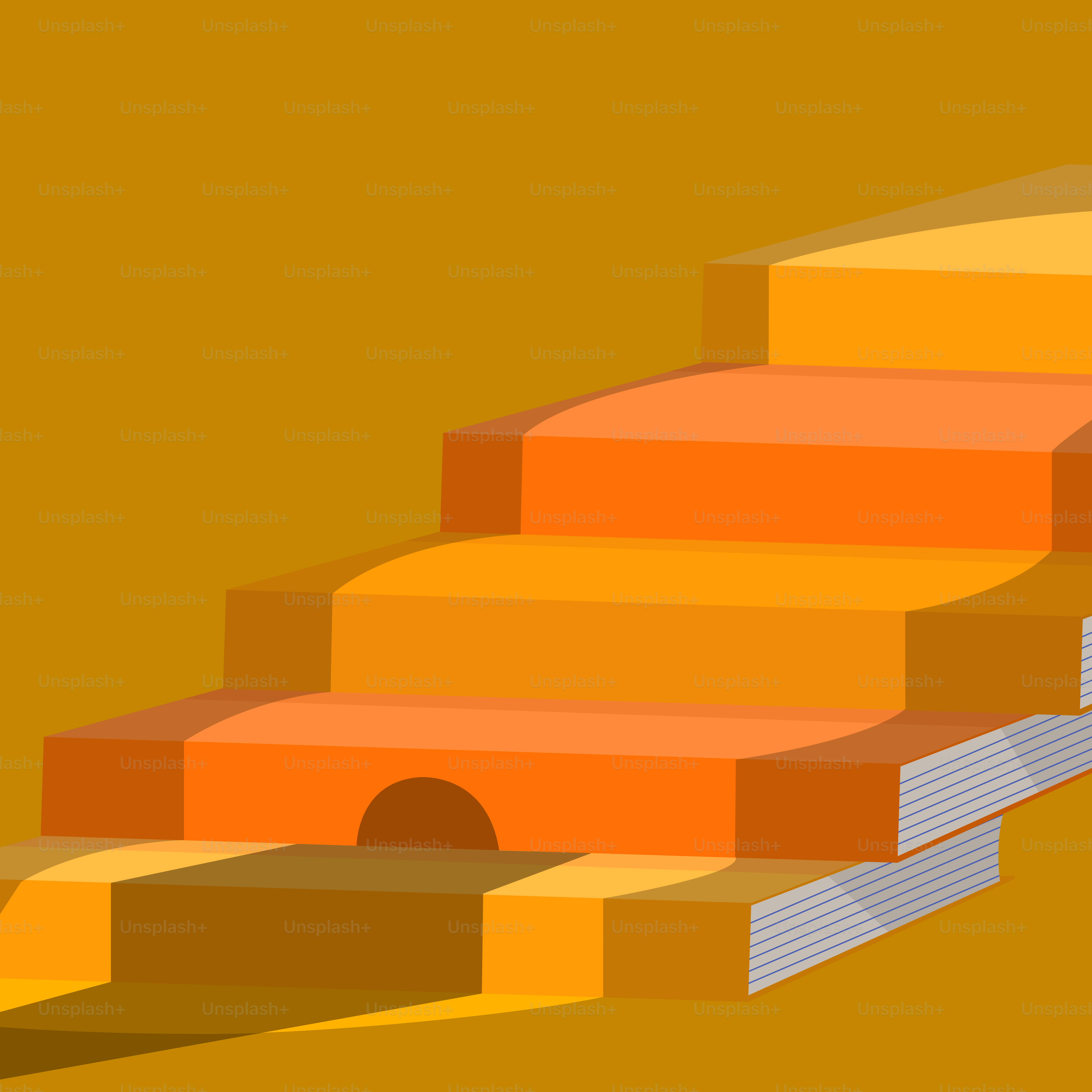 A set of stairs made out of orange and yellow blocks
