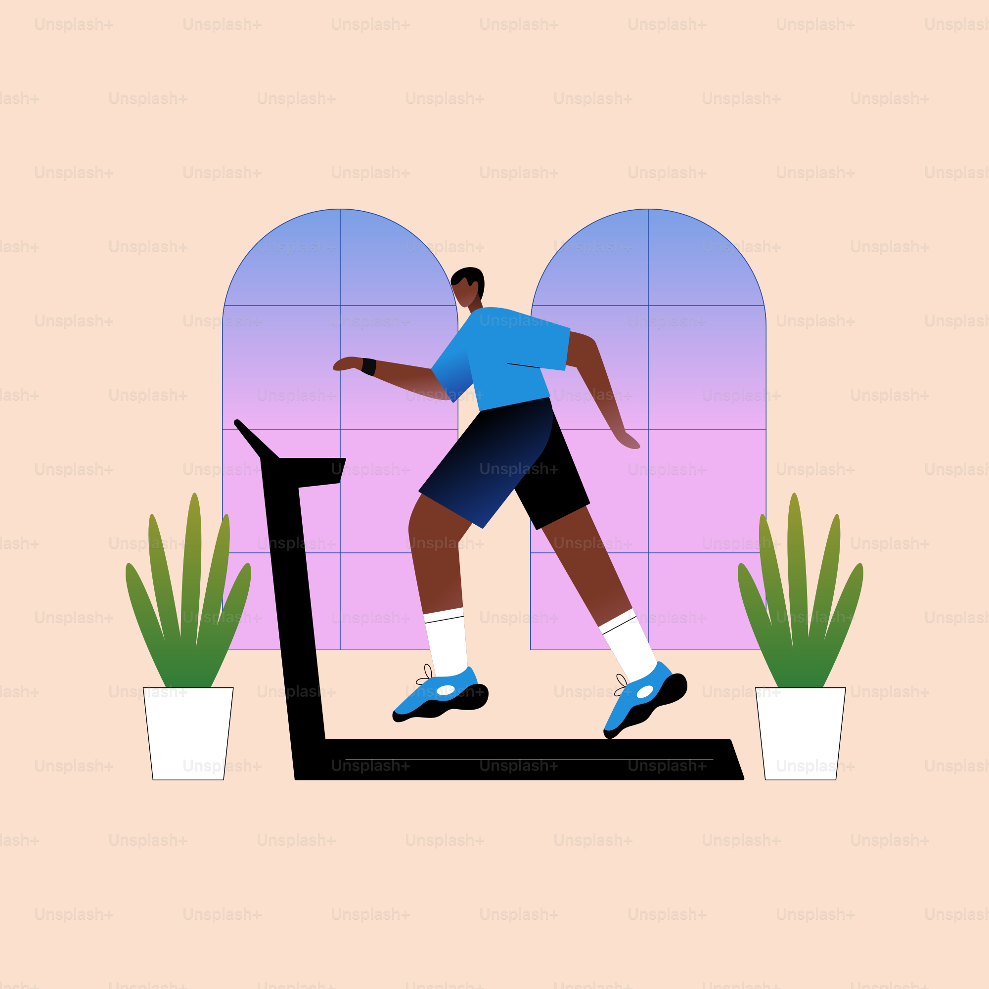 A man is running on a treadmill