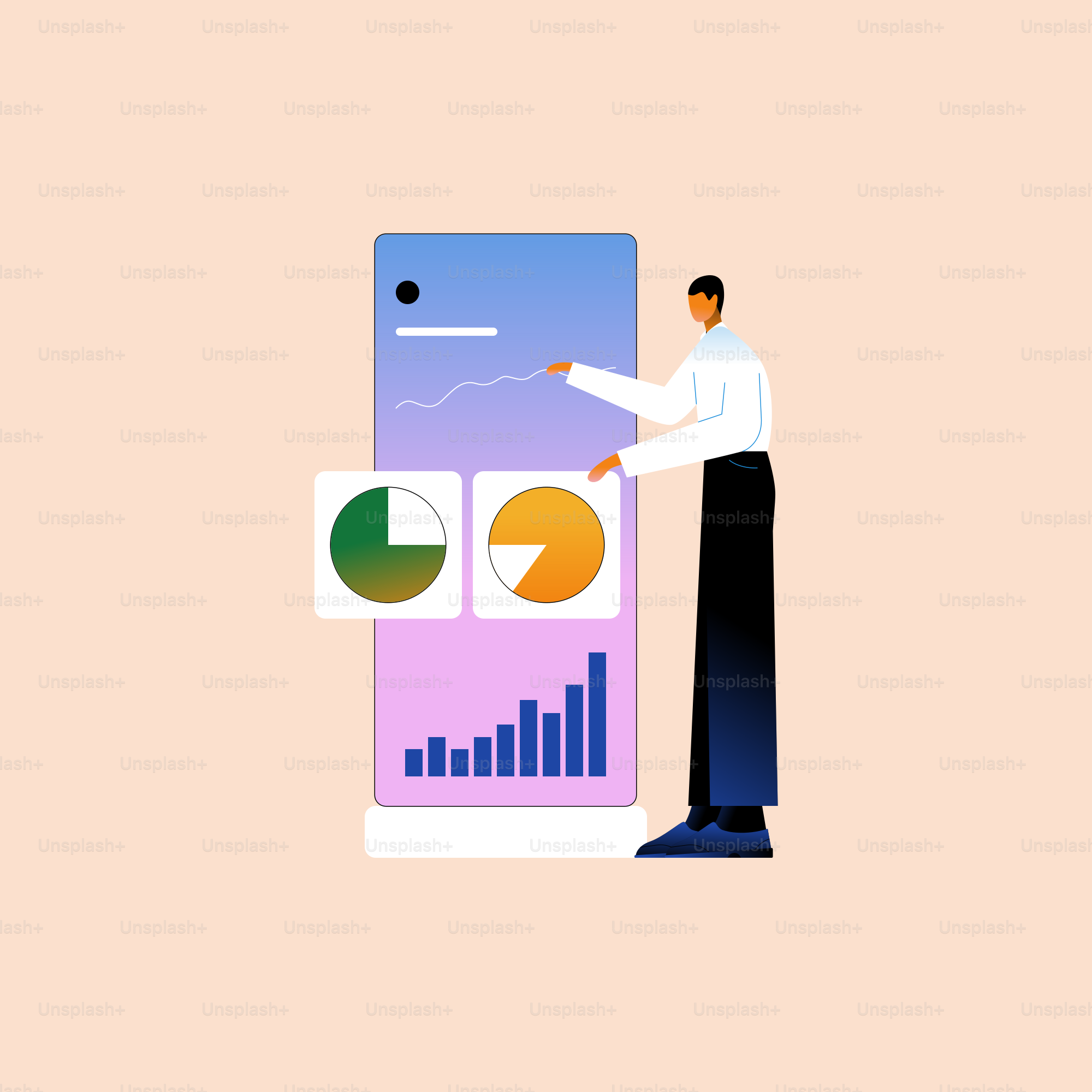 A man pointing to a chart on a large screen