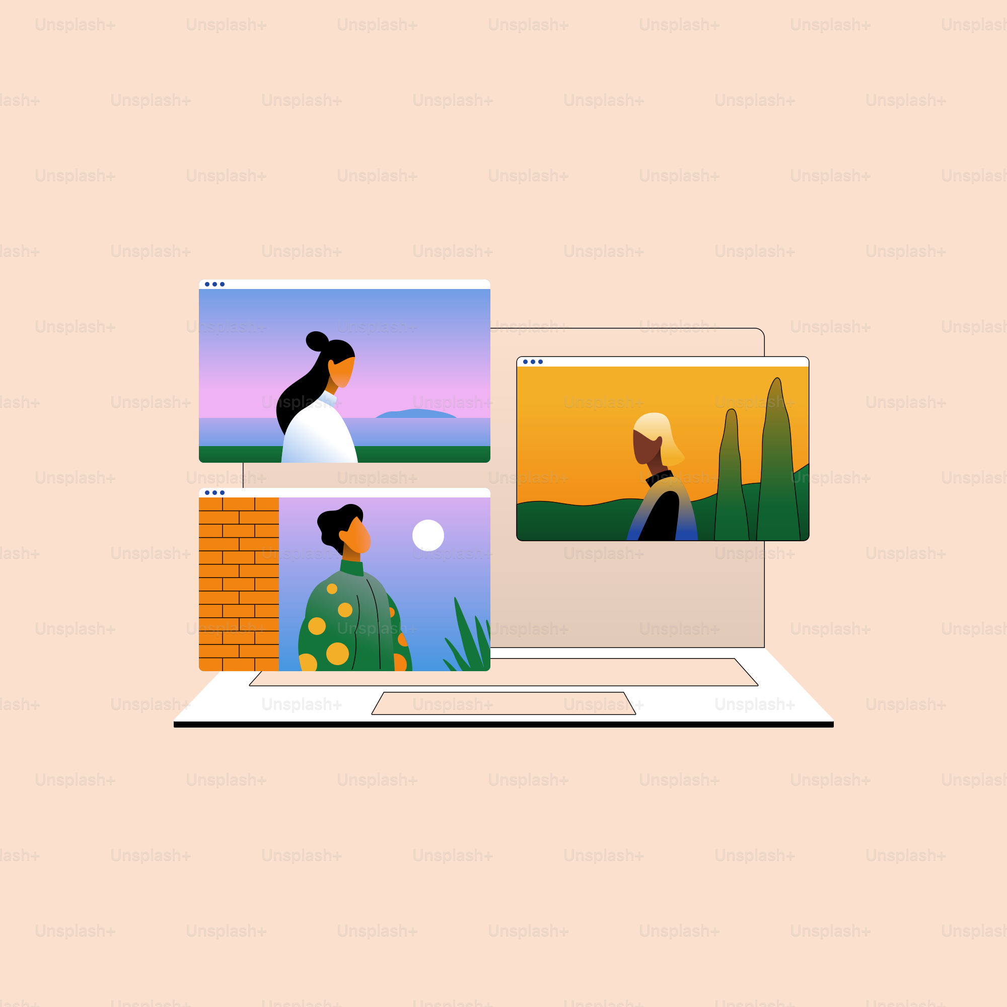 A computer screen with a picture of a woman on it