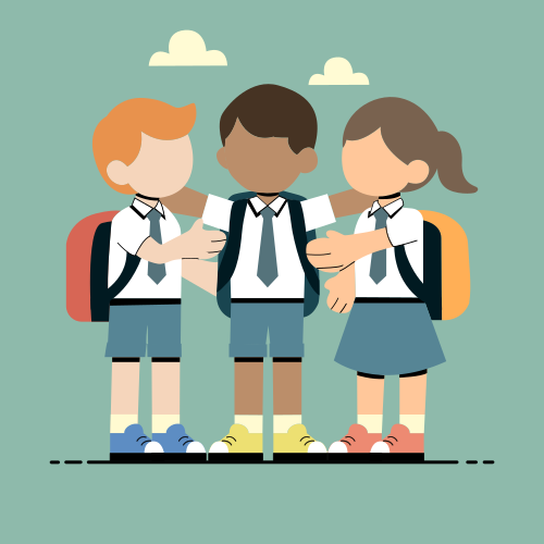 Un grupo de niños de pie uno al lado del otro