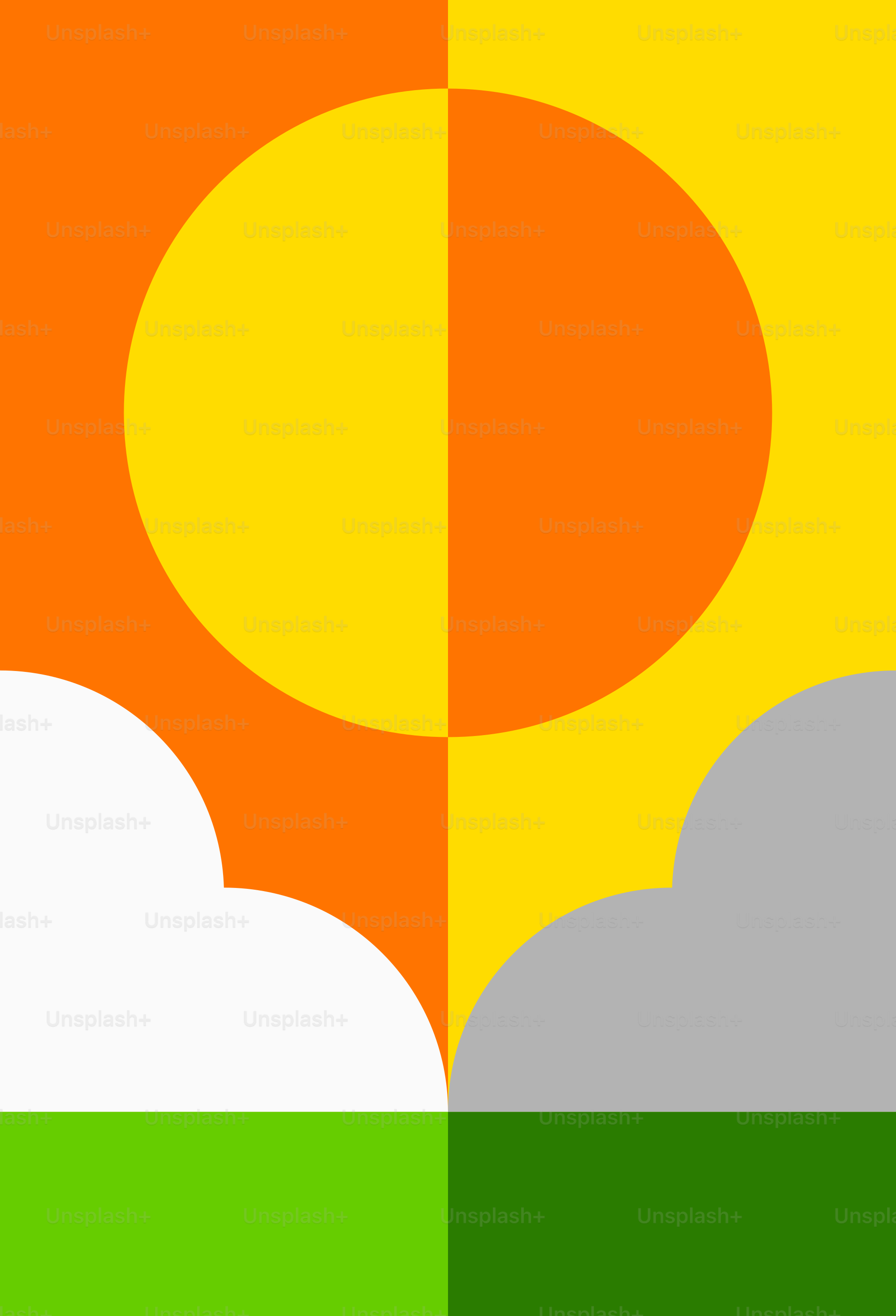 A picture of an orange, yellow, and green sky