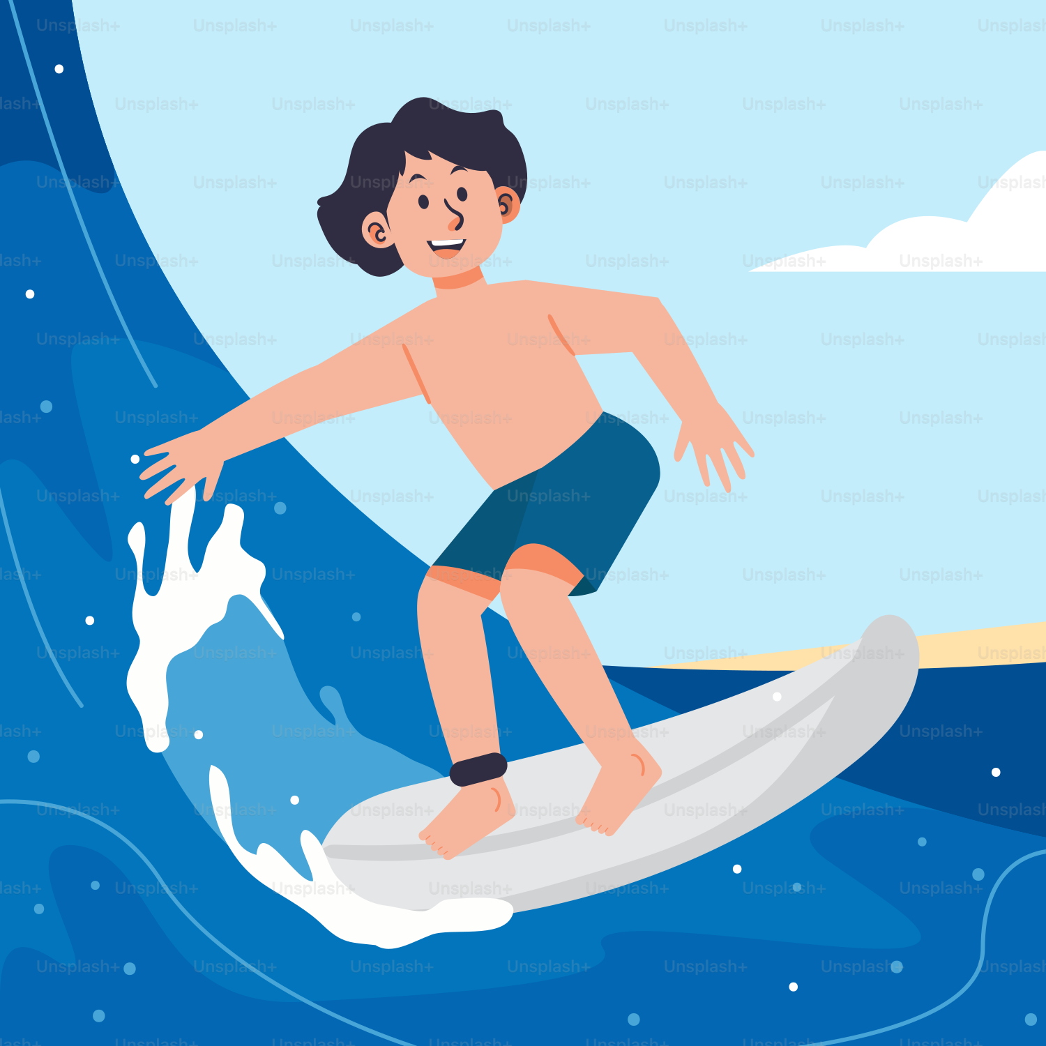 Un uomo che cavalca un'onda in cima a una tavola da surf