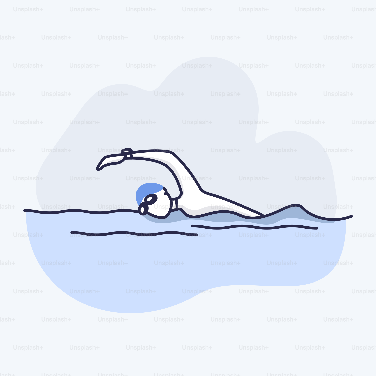 A person swimming in the water with a hat on