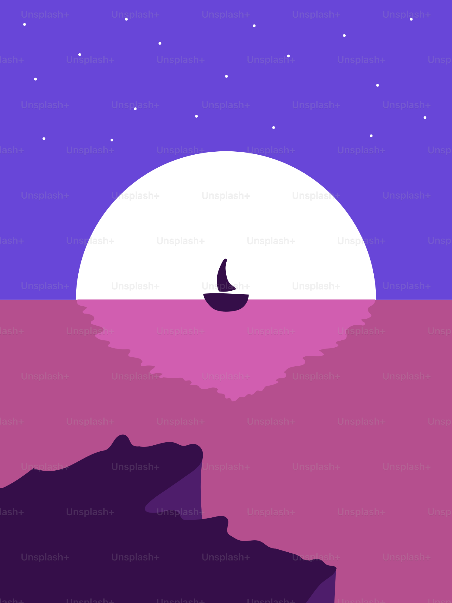A poster of a boat floating in the ocean