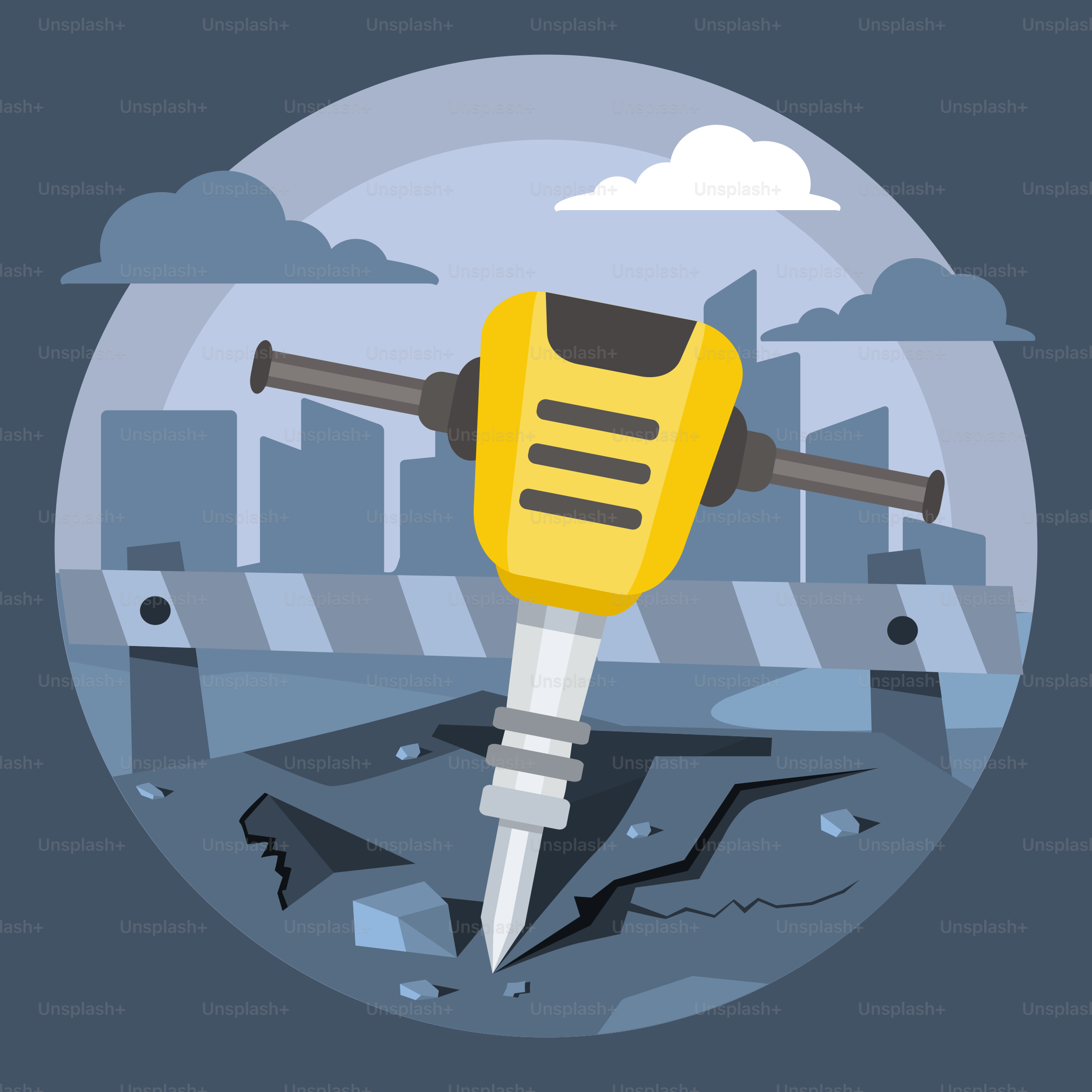 A yellow blow dryer sitting on top of a cracked ground