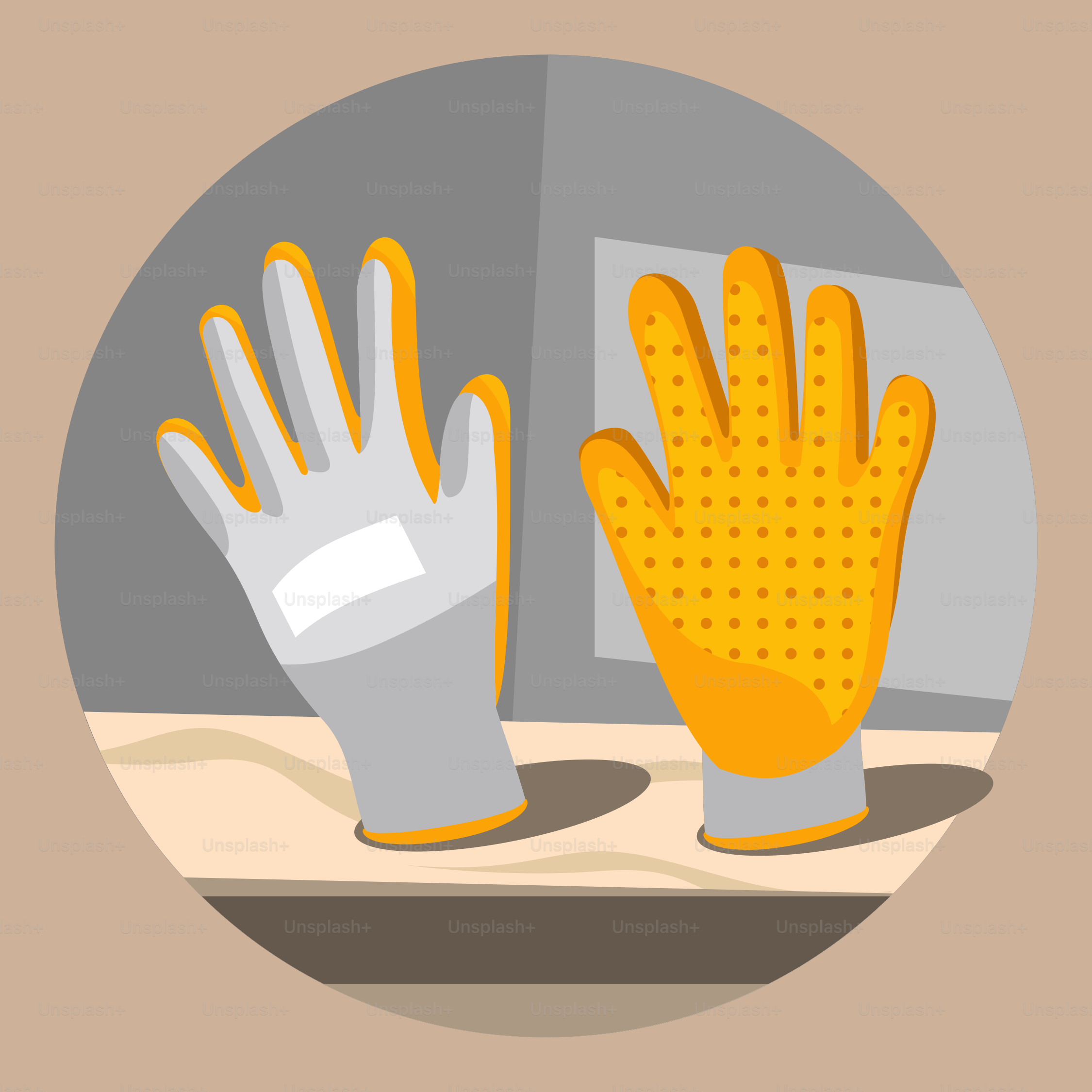 Ein Paar Handschuhe auf einem Tisch