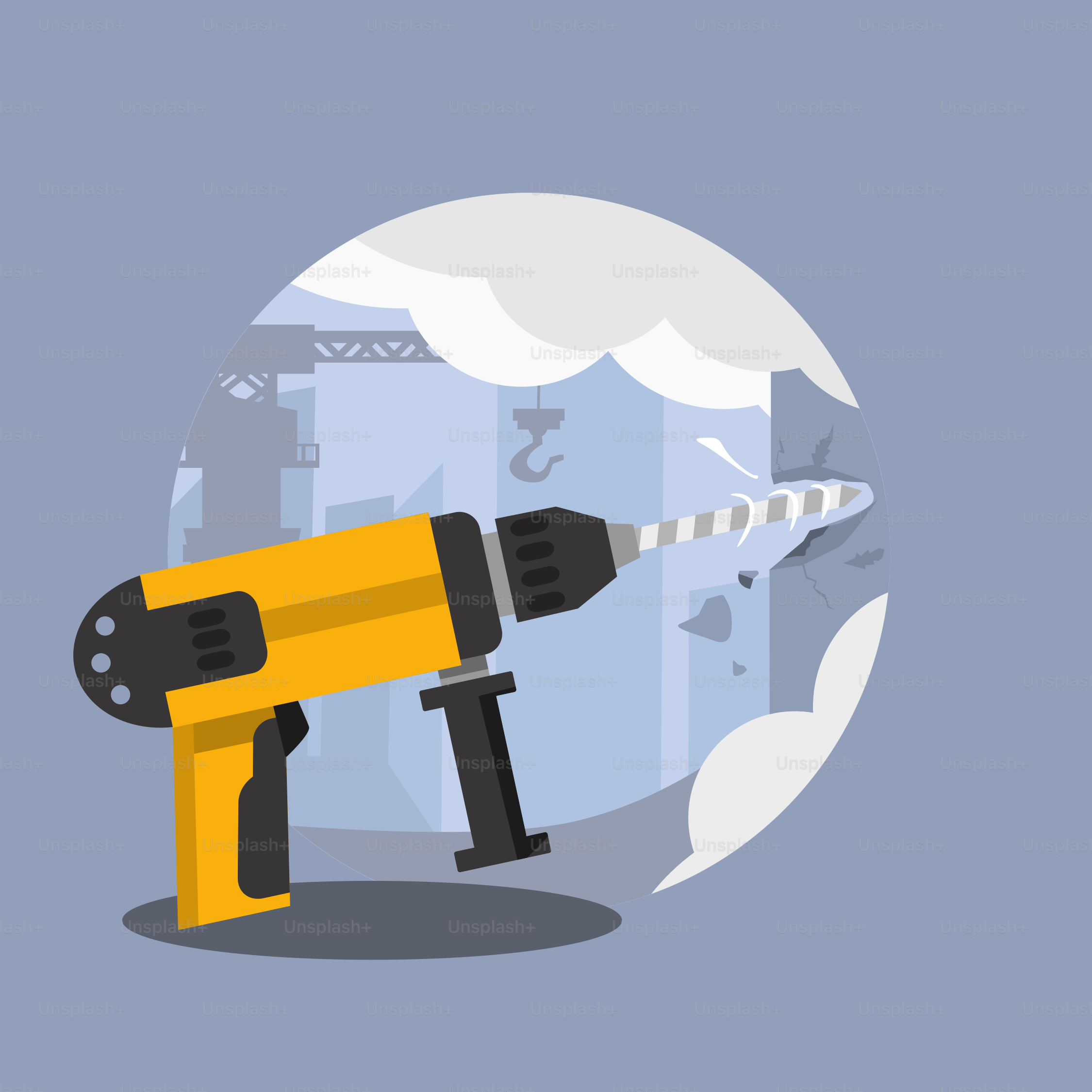 A yellow and black corded driller on a blue background