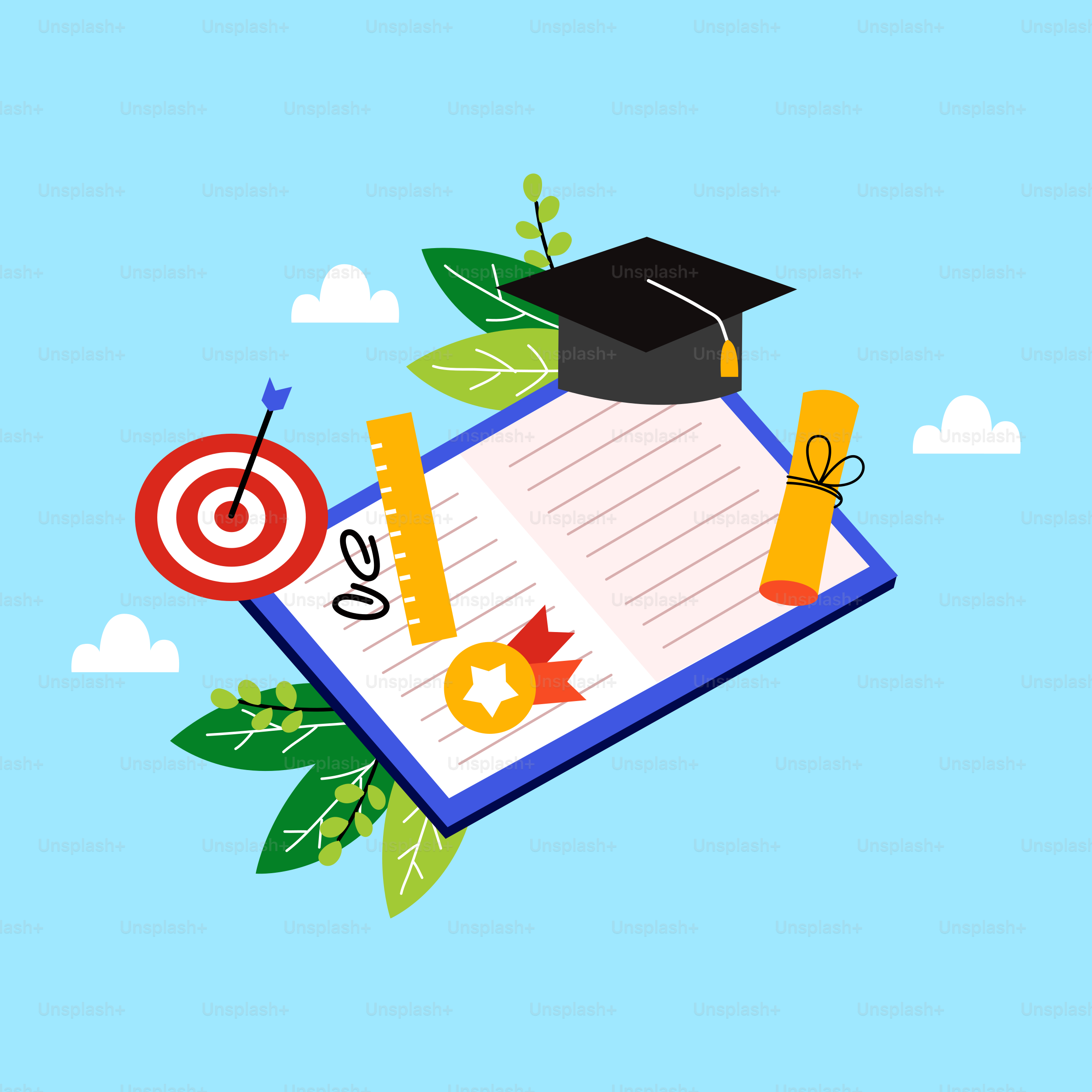 Un livre avec un bonnet de remise de diplôme dessus