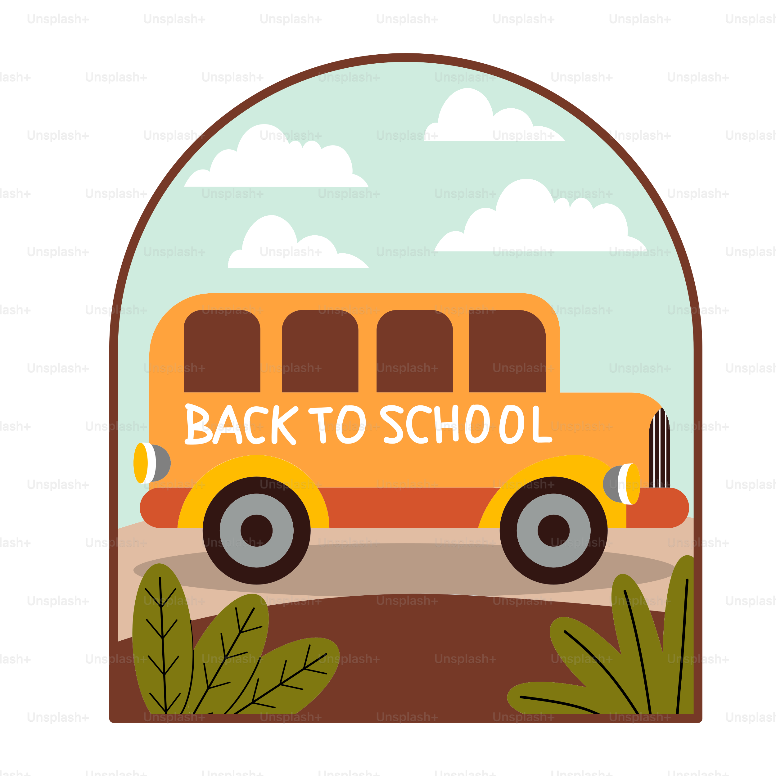 Un autobús escolar con las palabras de vuelta al cole