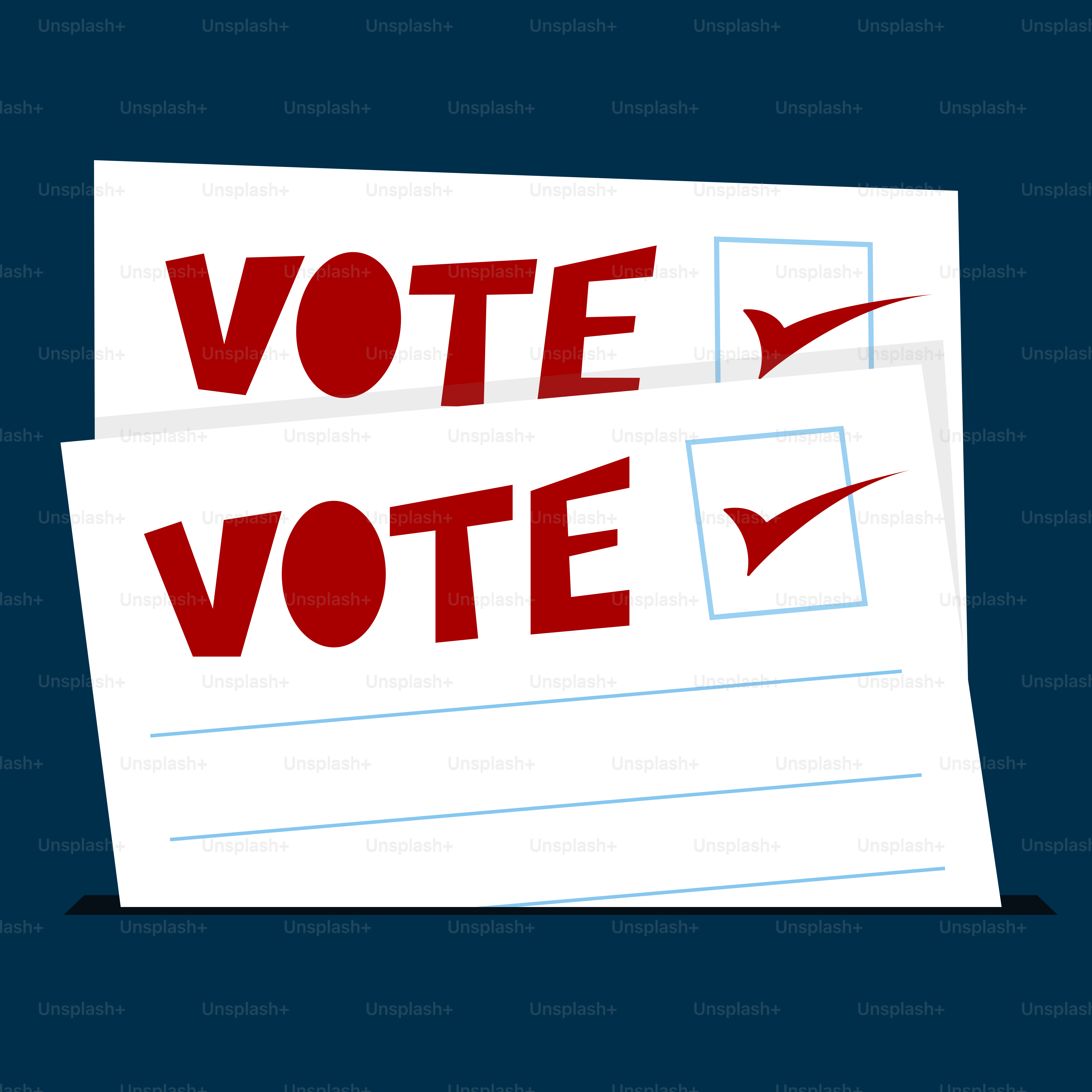 Two voting papers with the words vote written on them