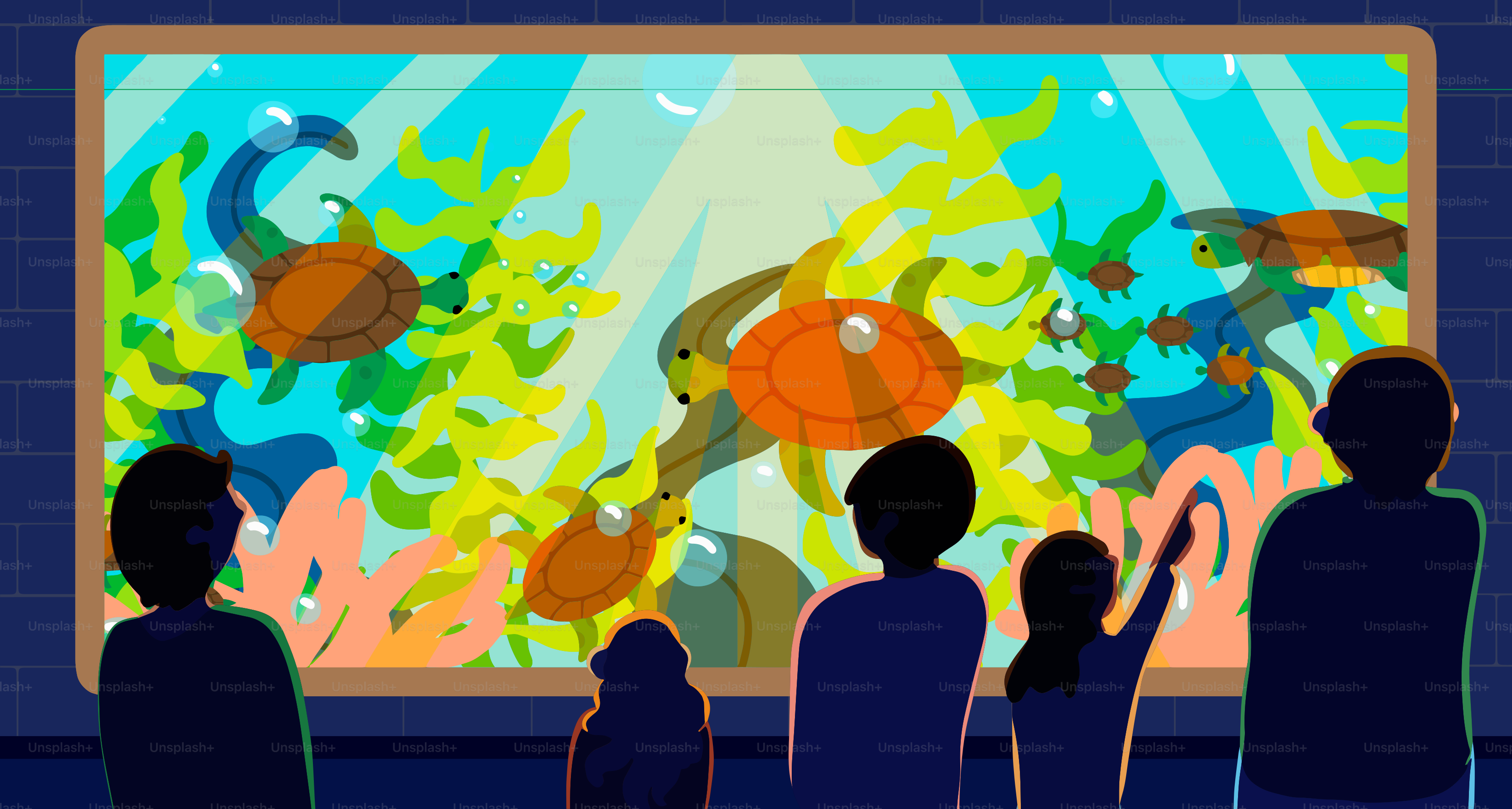 A group of people standing in front of a TV