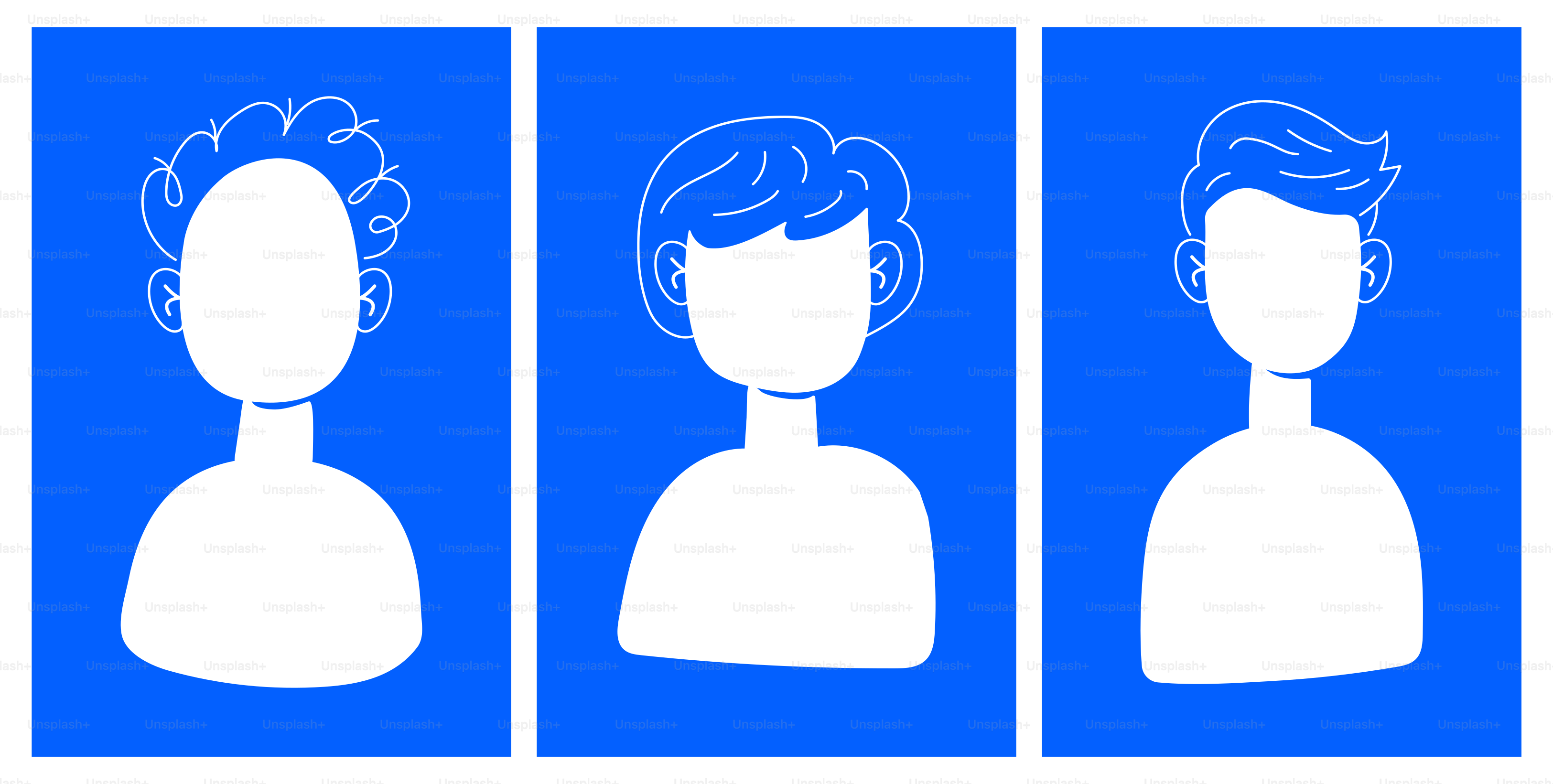 Un'immagine della testa di un uomo con tre capelli diversi