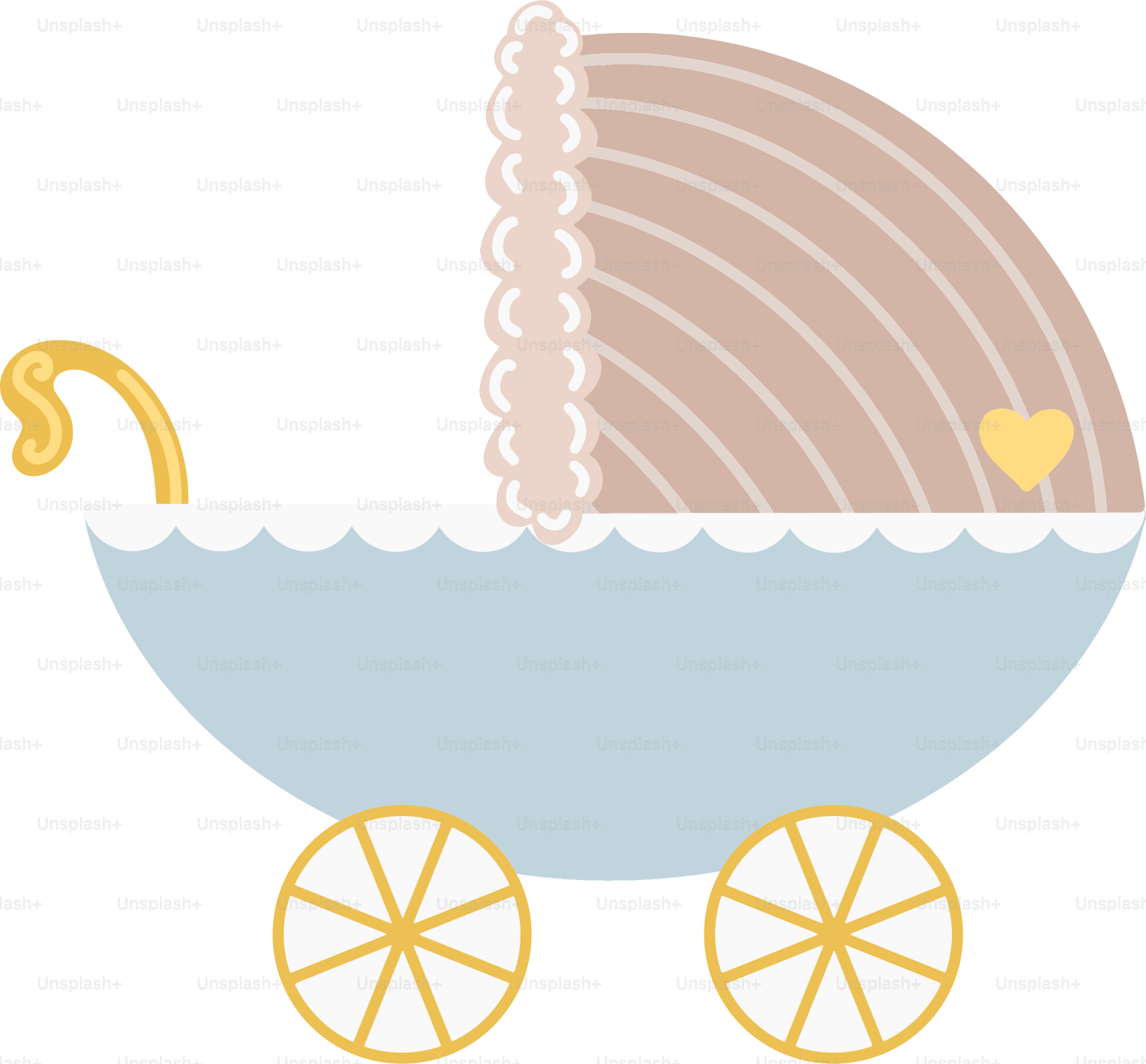 A baby carriage with a heart on it