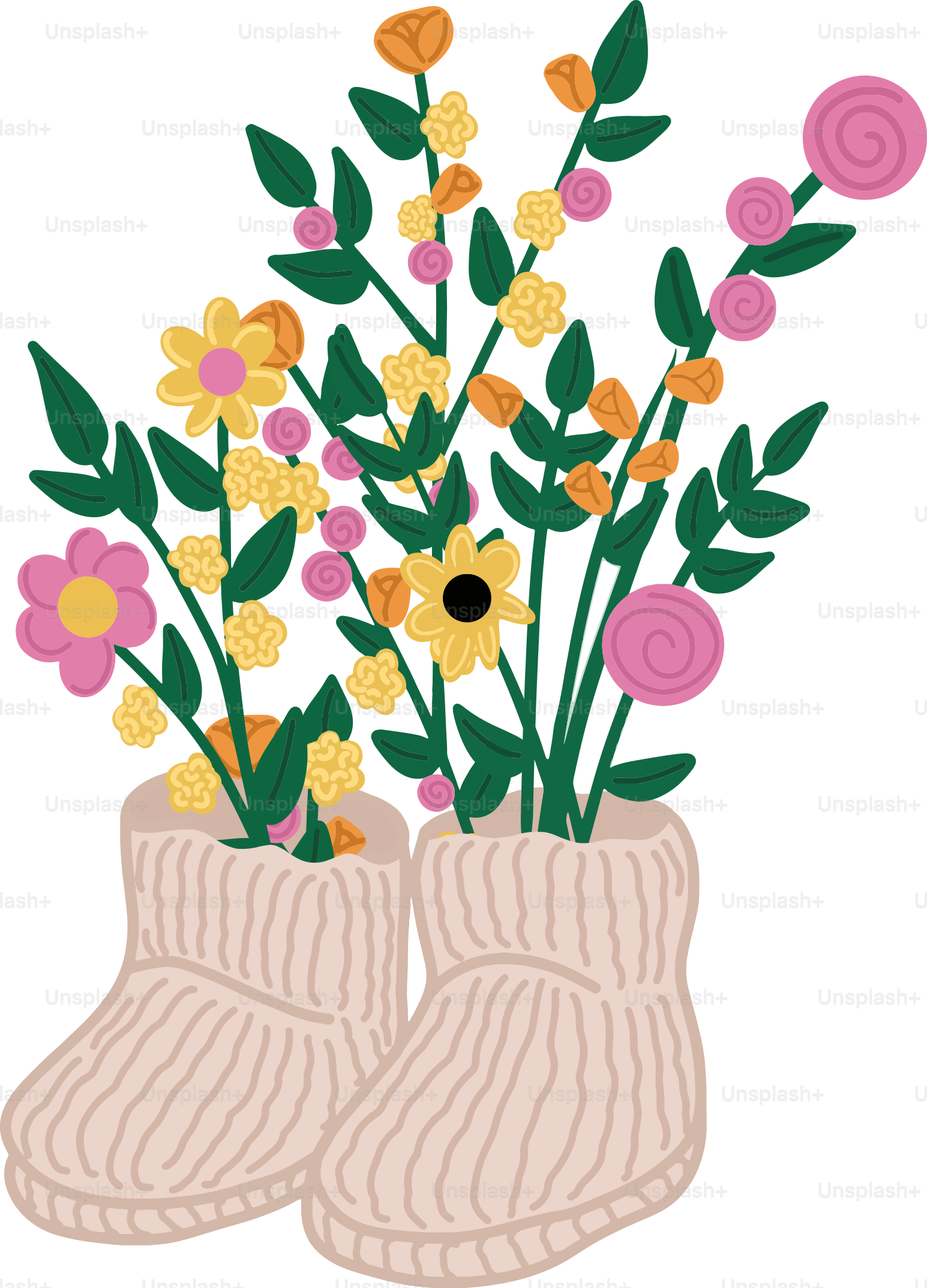 Un paio di stivali con fiori dentro