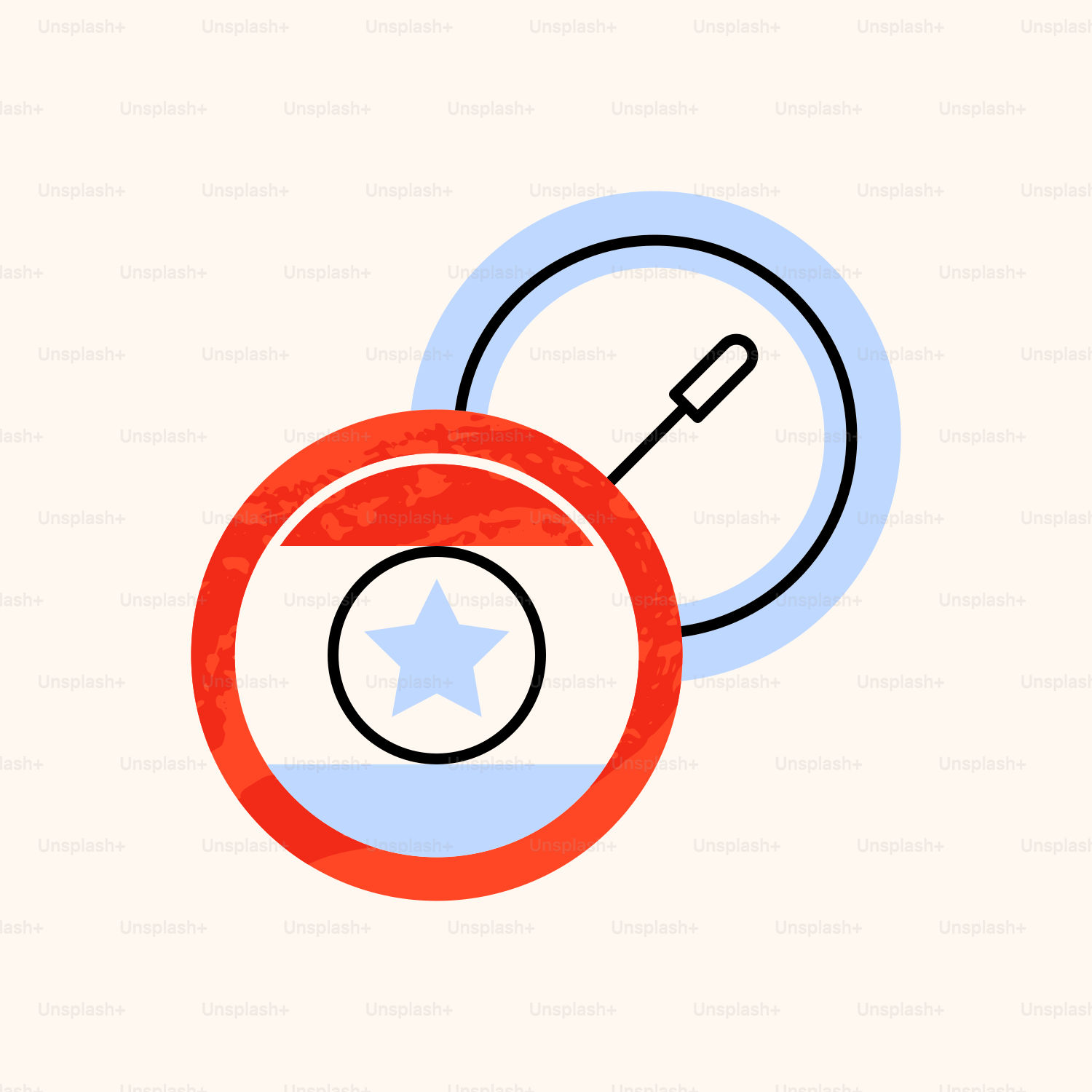 Uma imagem de uma lupa com uma estrela sobre ele