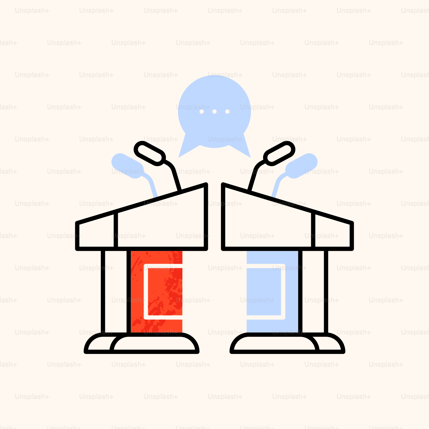 Ein Haus mit einer Sprechblase darüber