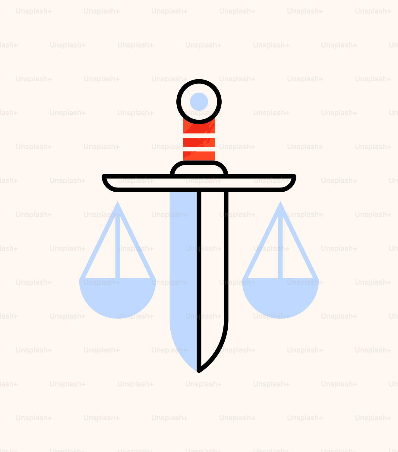 A sword and a scale on a white background