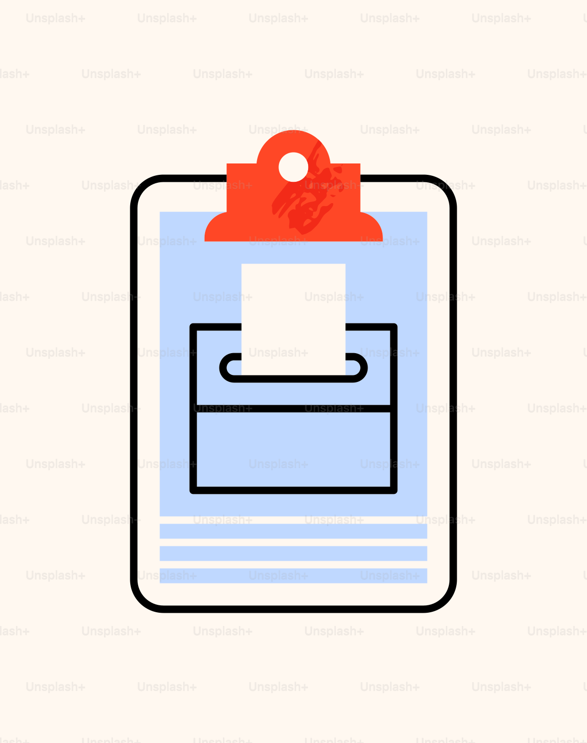 Ein Klemmbrett mit einer roten Nadel darauf