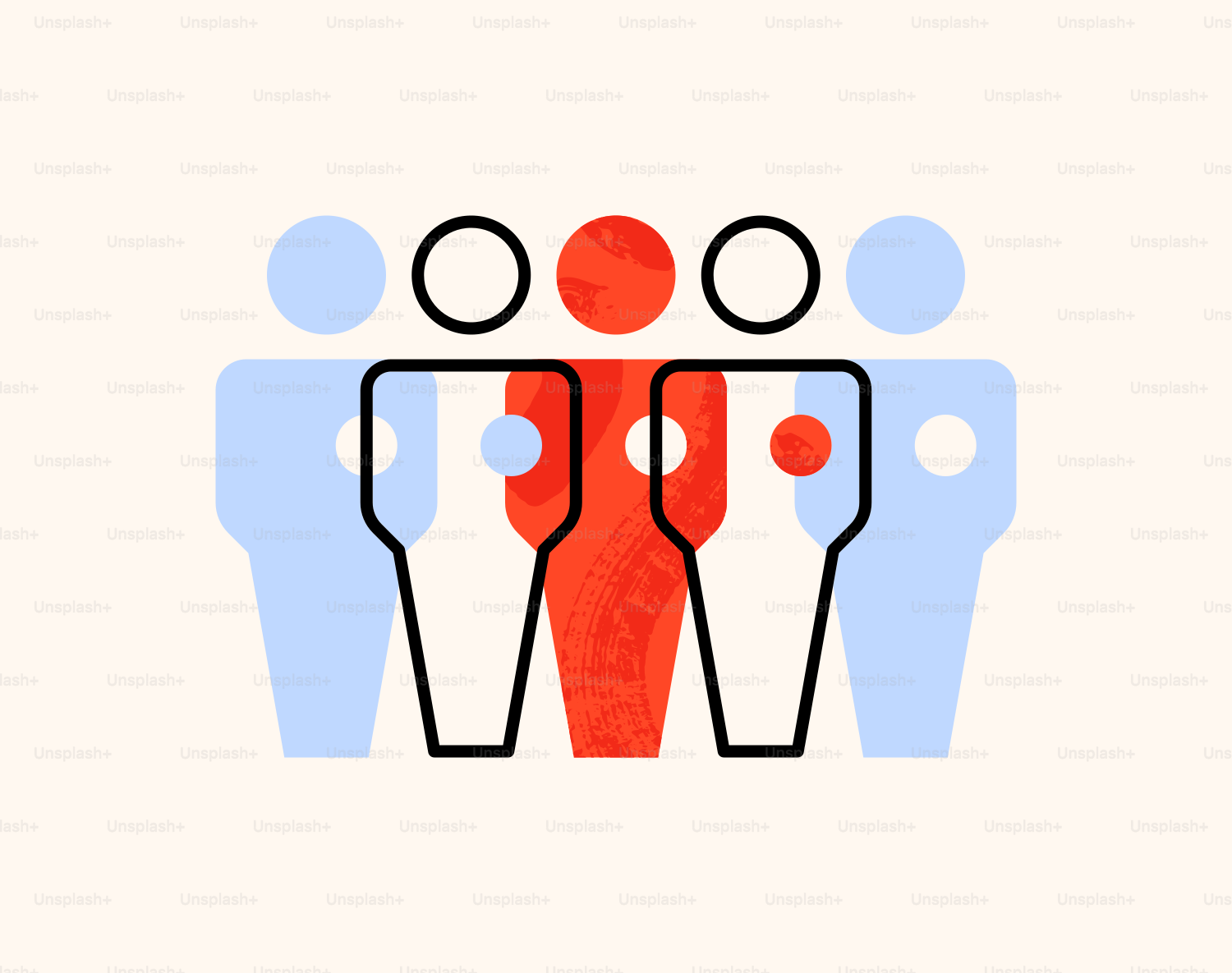 鏡の前に立つ人々の写真