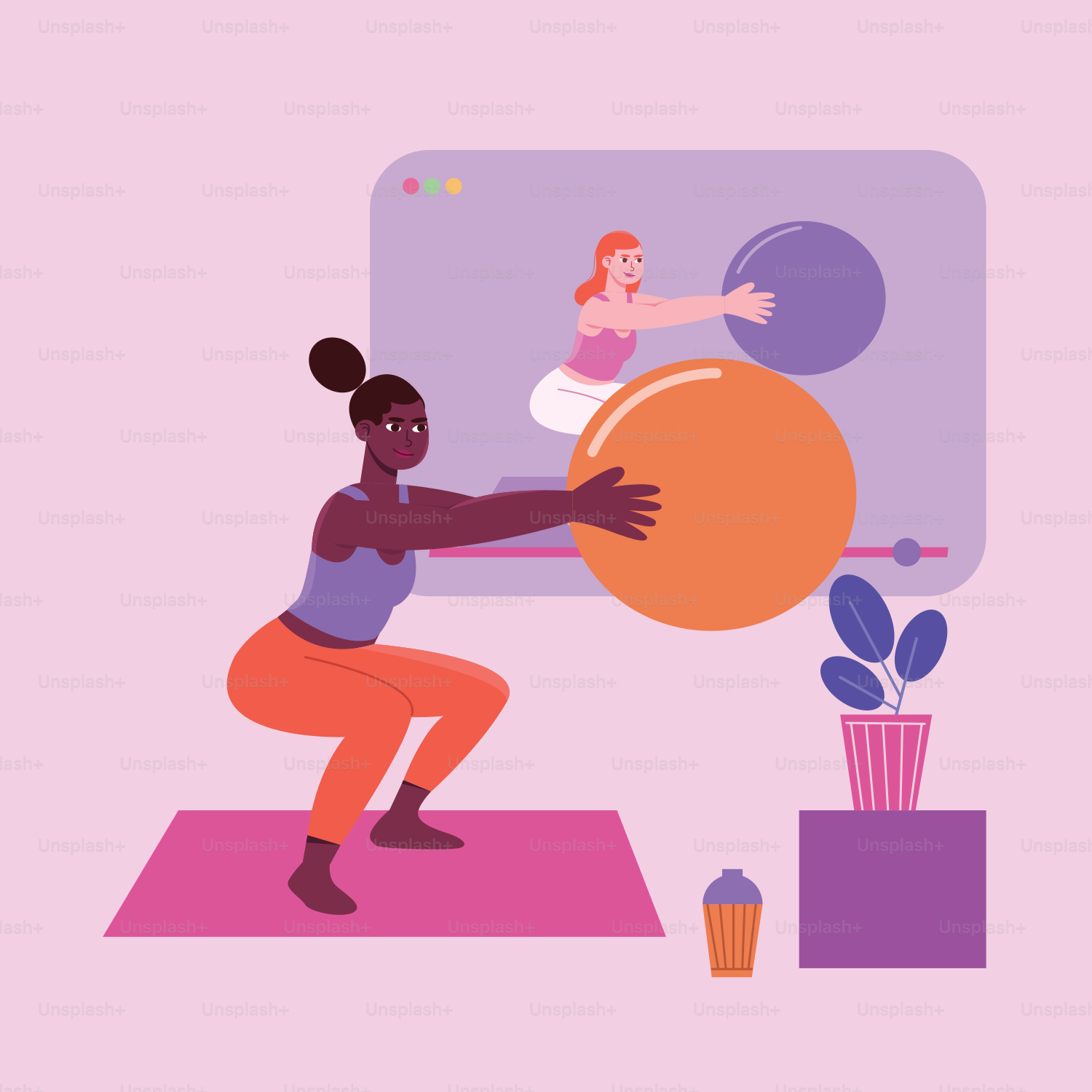 A woman is doing exercises on a yoga mat