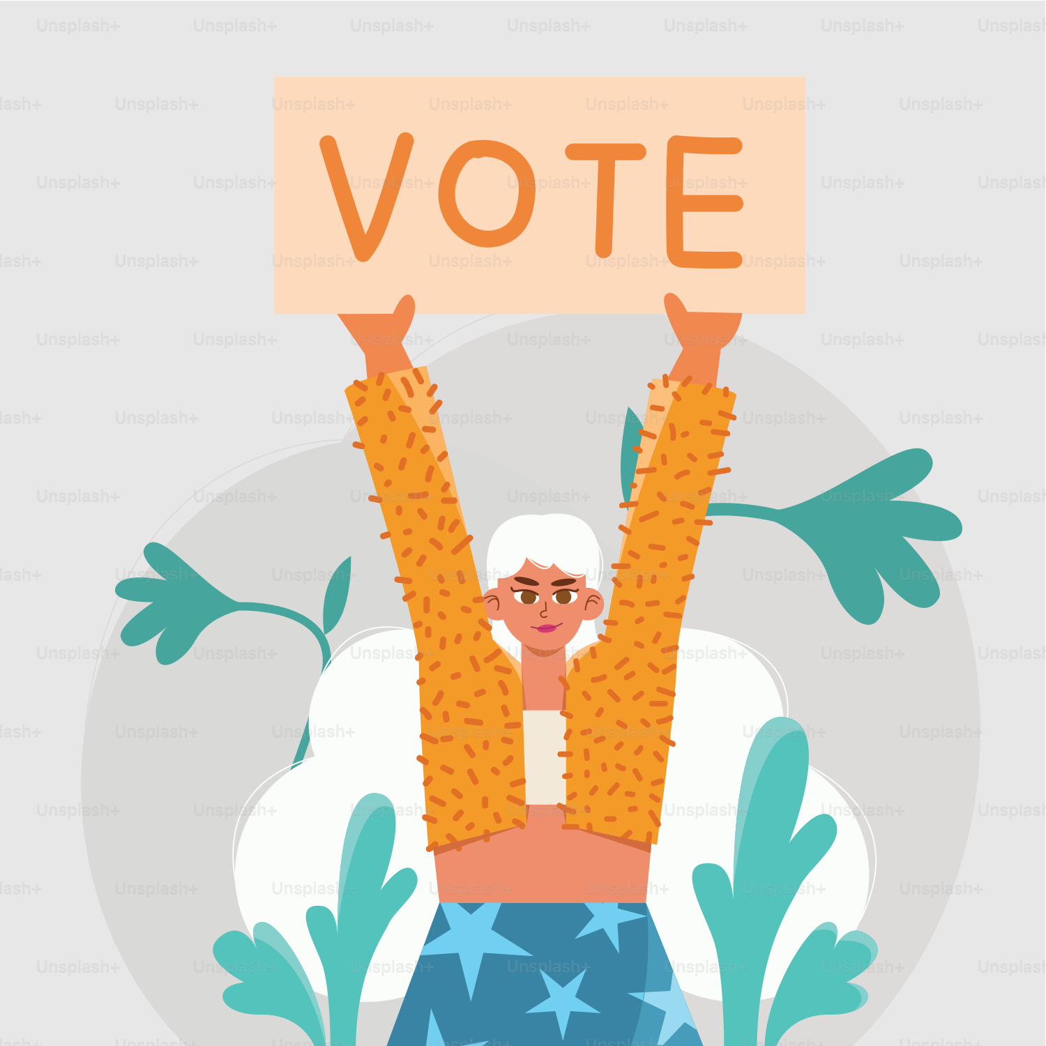 A person holding a sign that says vote