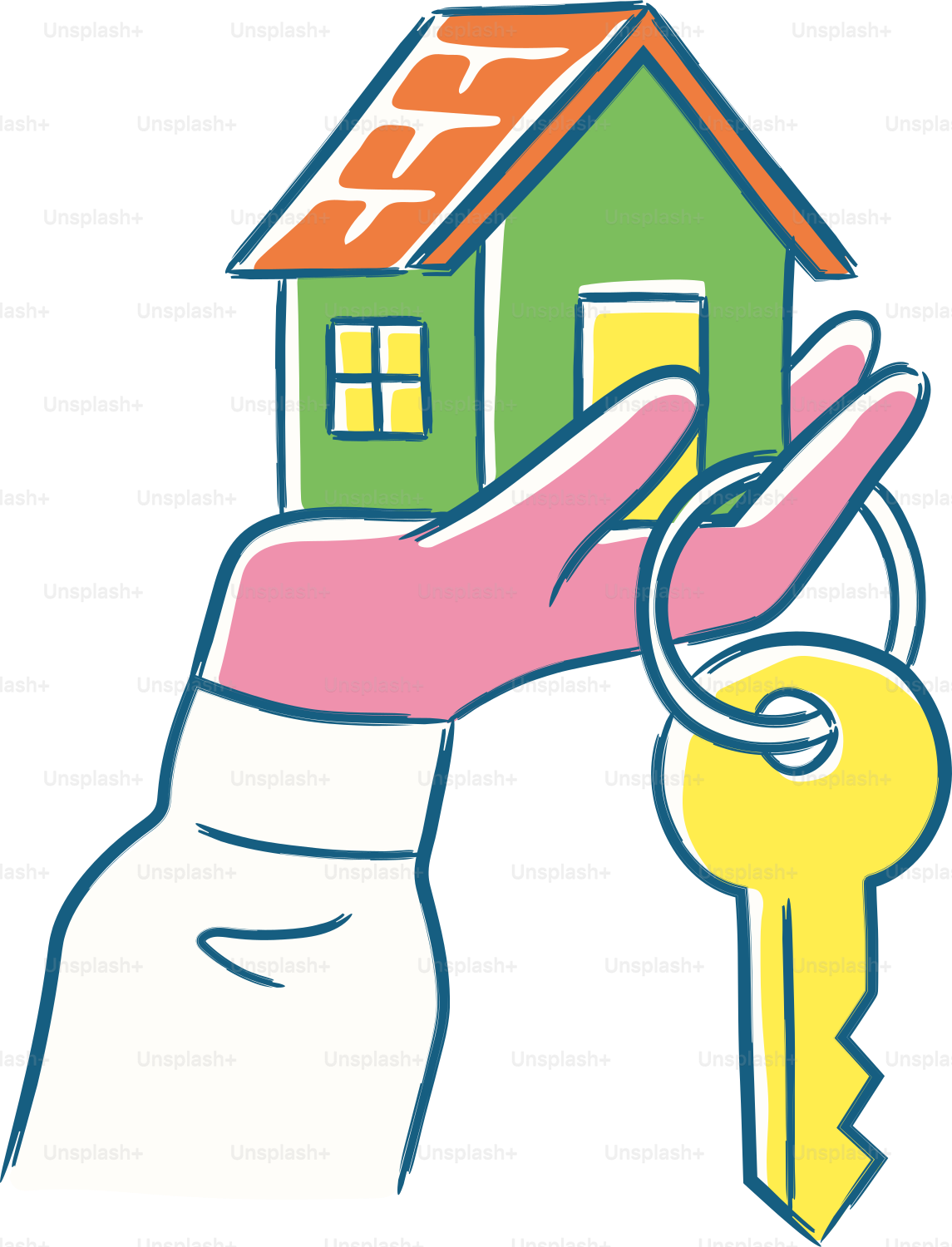 A hand holding a key to a house