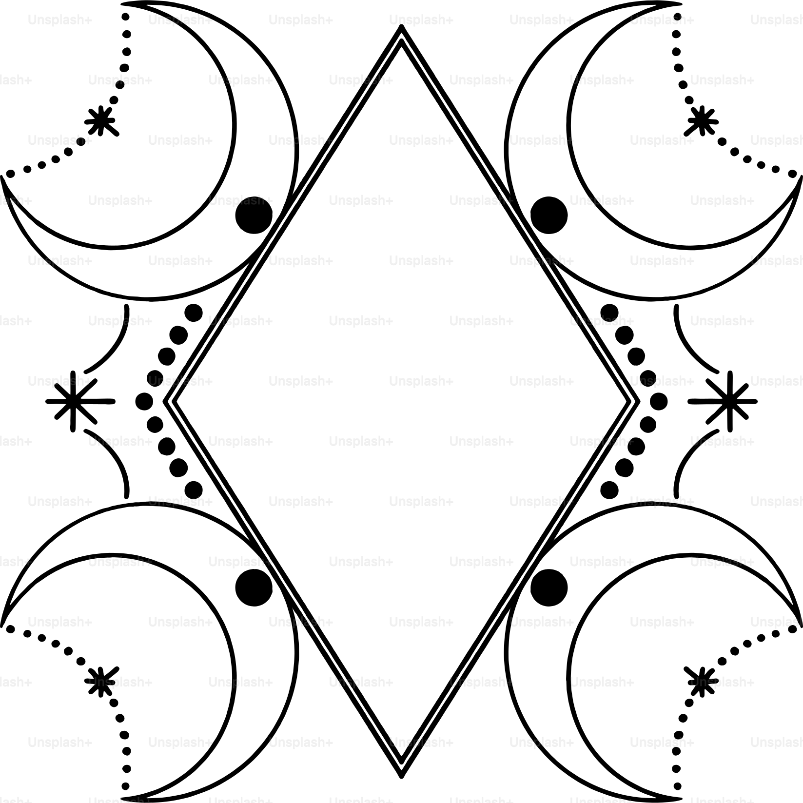 Ein Schwarzweißbild der drei Mondphasen