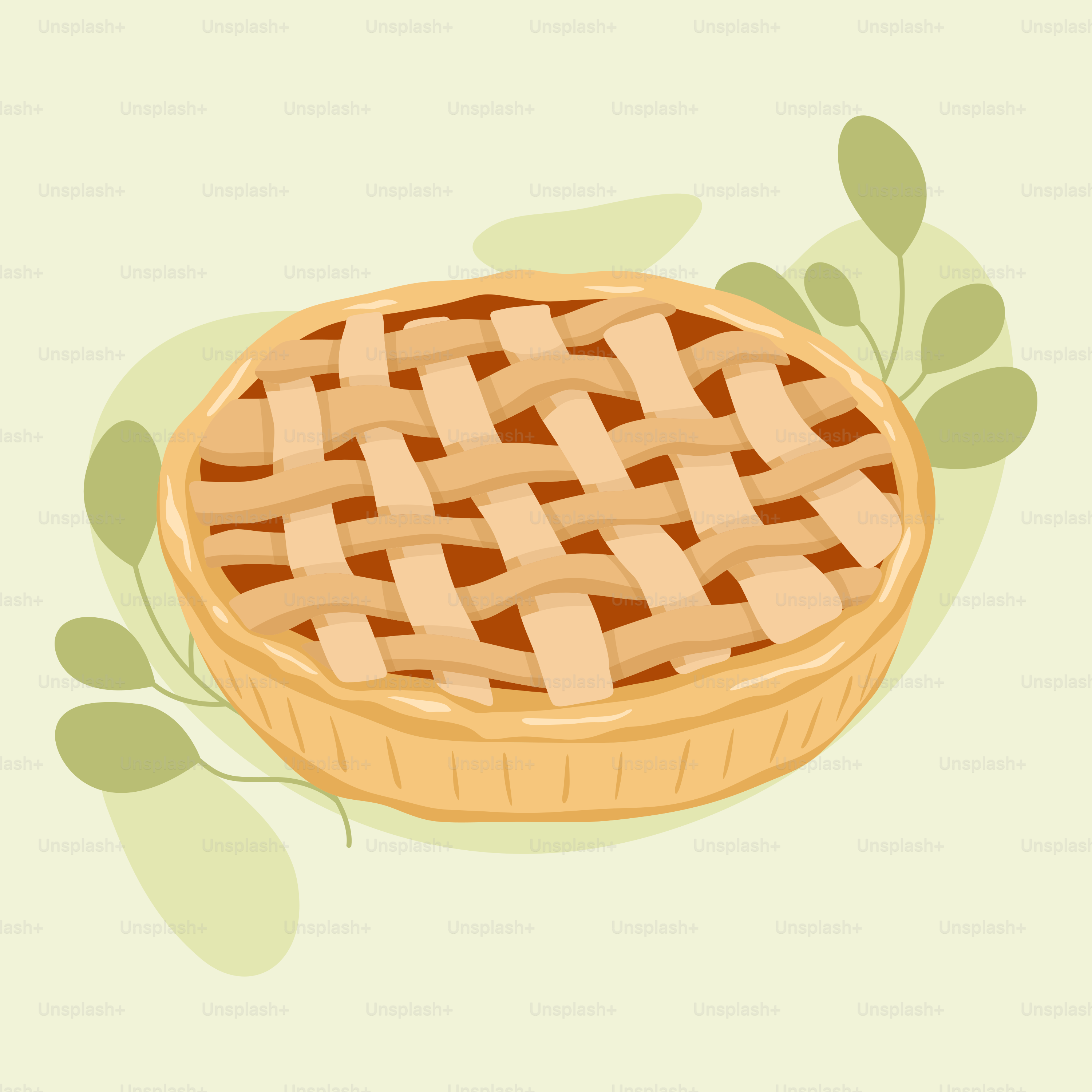 An illustration of a pie on a green background