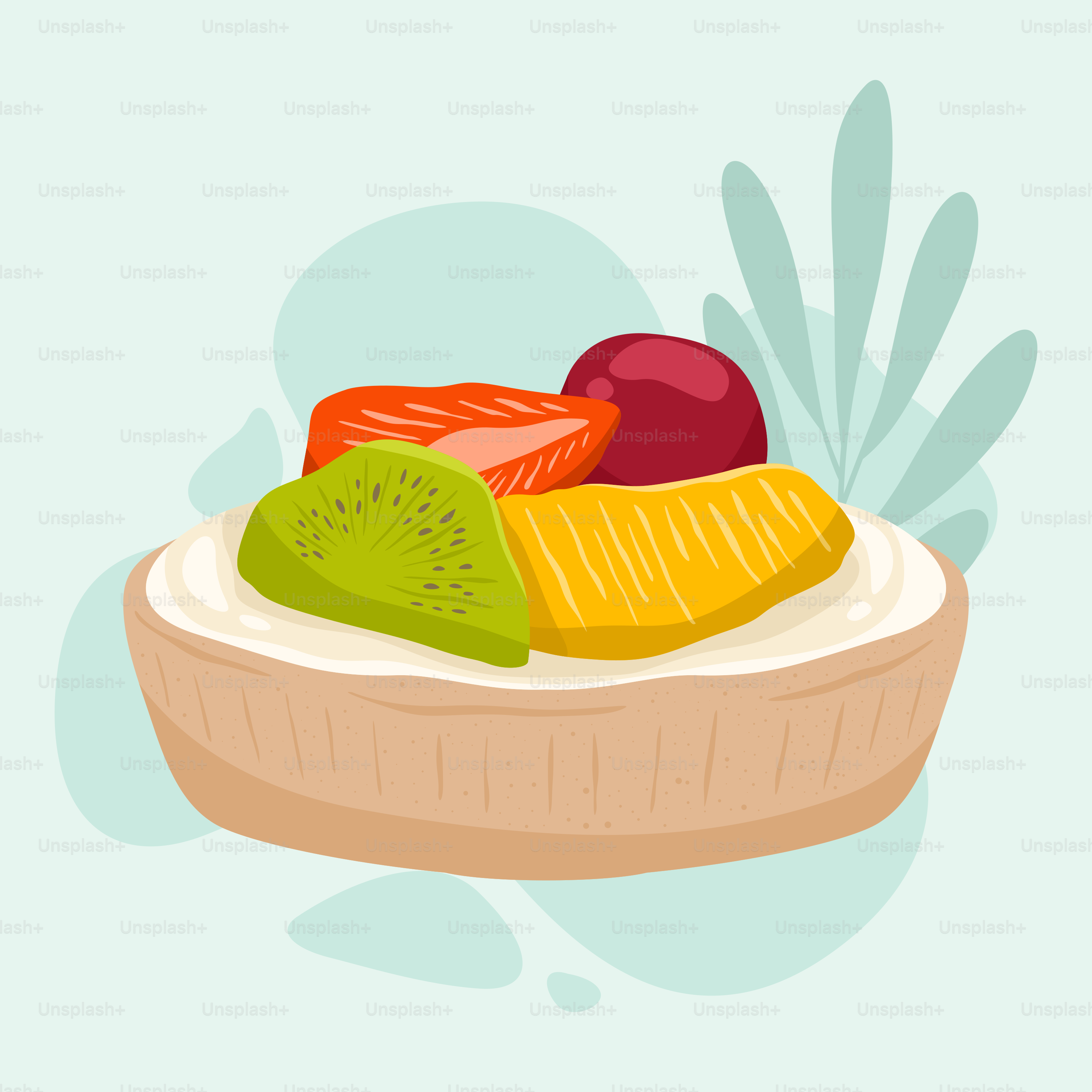 A plate of food with fruit on top of it