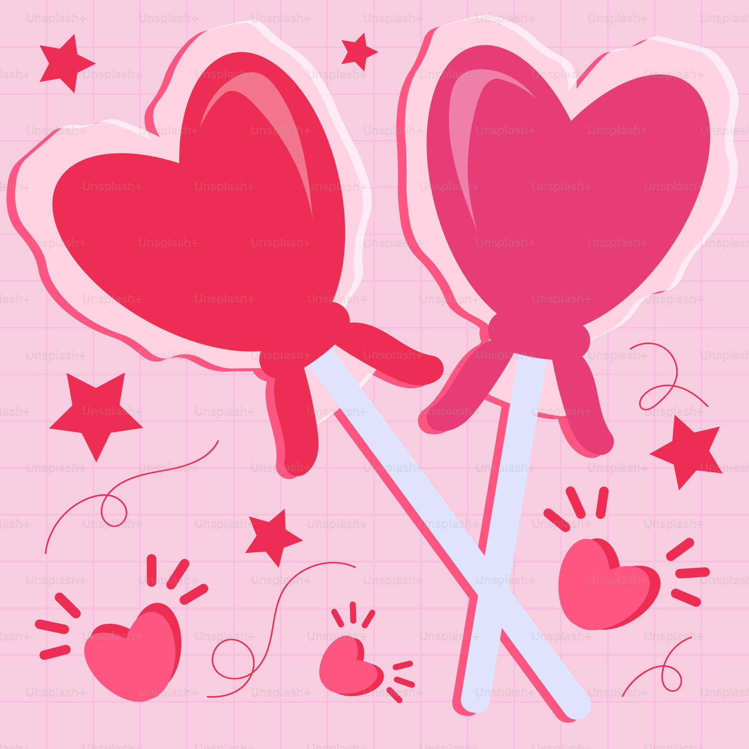 막대기에 꽂힌 하트 모양 롤리팝 두 개 벡터 – Unsplash의 배경화면 이미지, image size:3000x3000