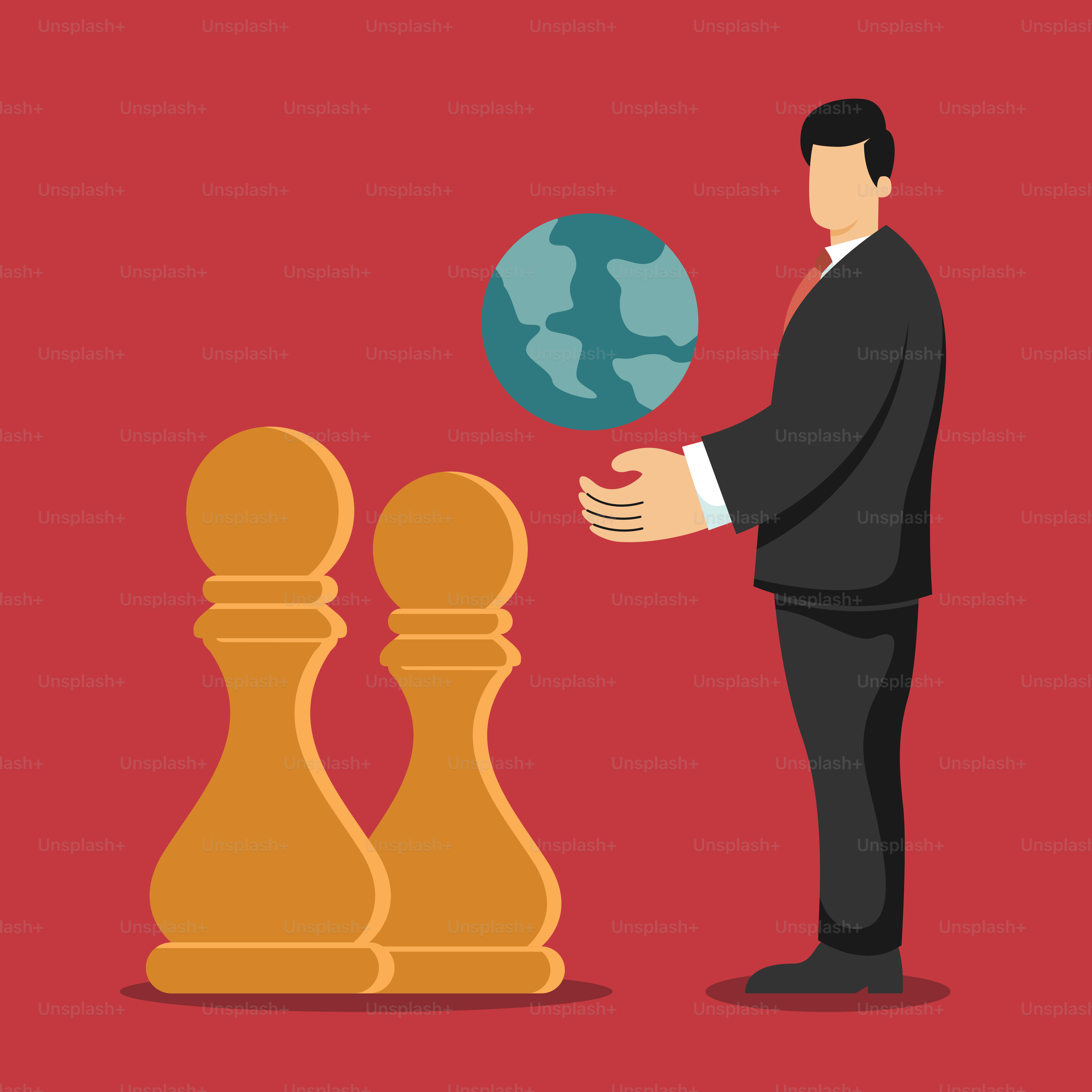 A man is holding a giant chess piece