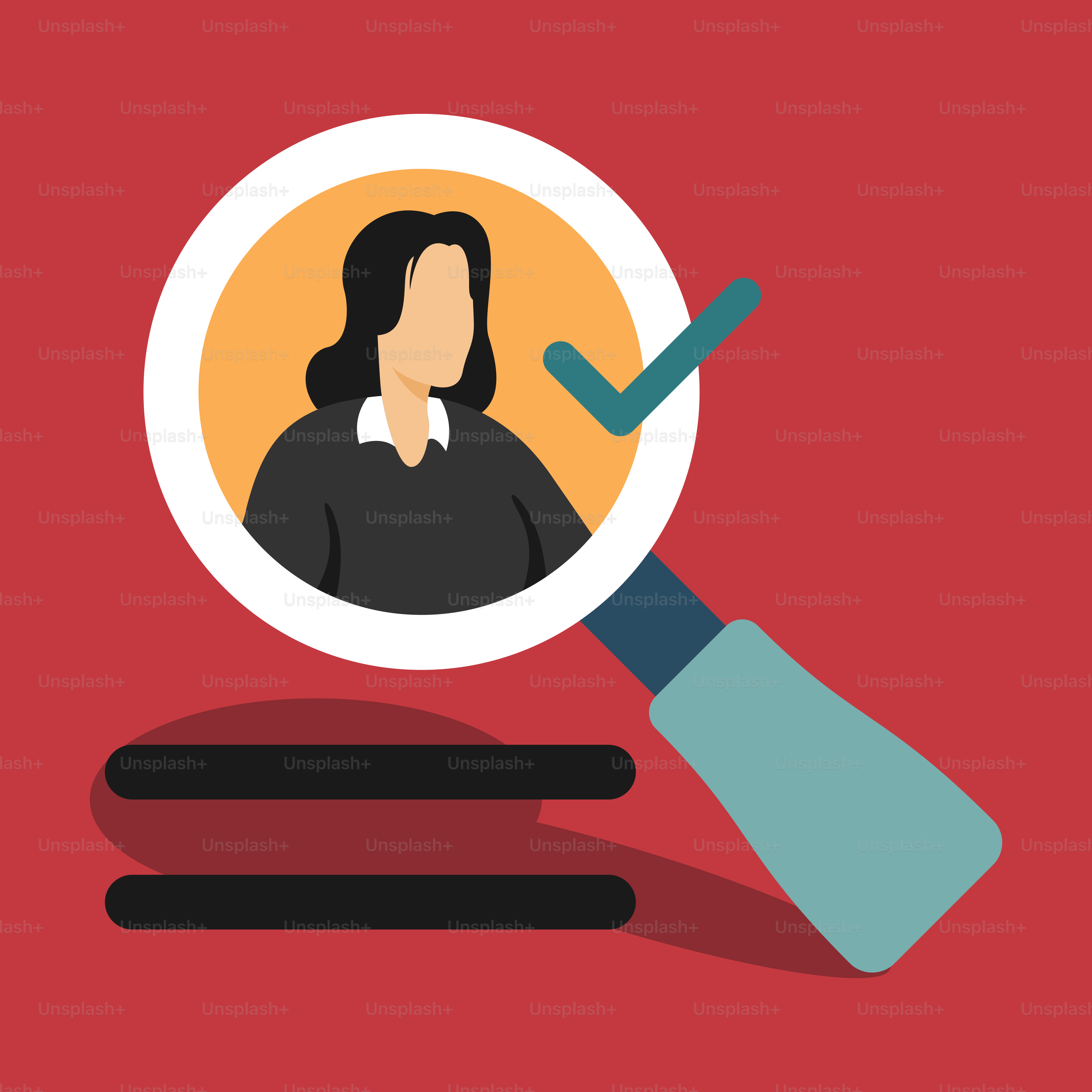 A magnifying glass with a picture of a woman