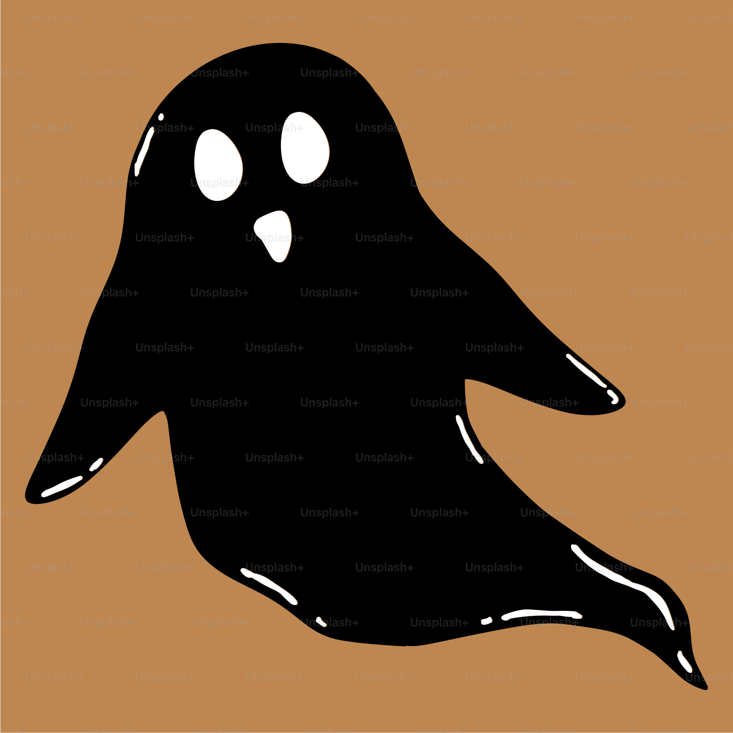 A picture of a ghost on a brown background