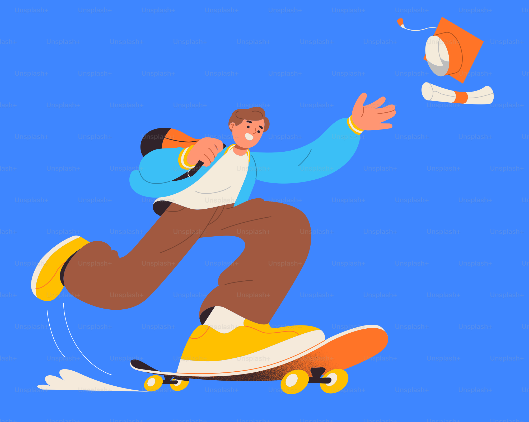 Um homem andando de skate enquanto voa pelo ar