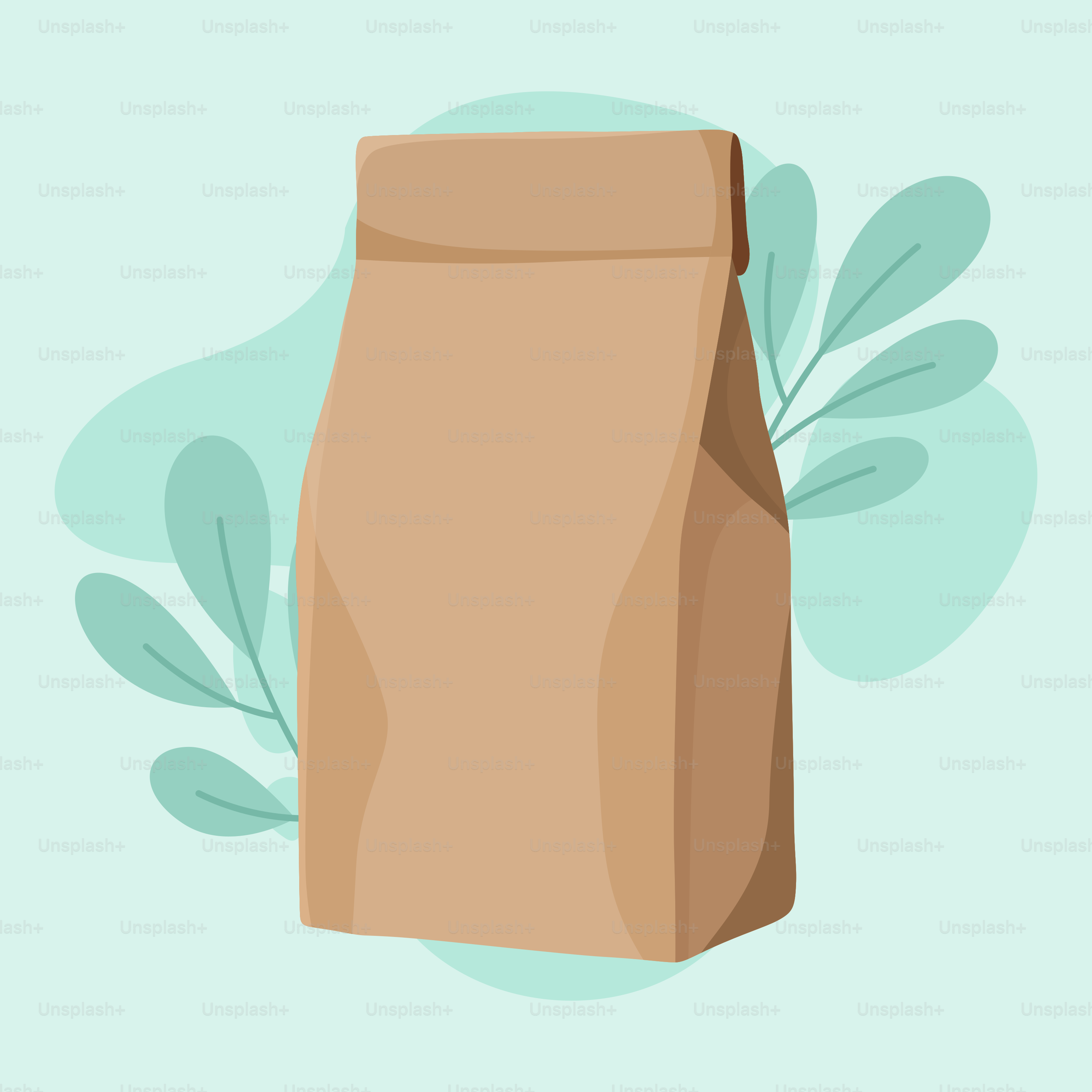 A paper bag with a plant growing out of it