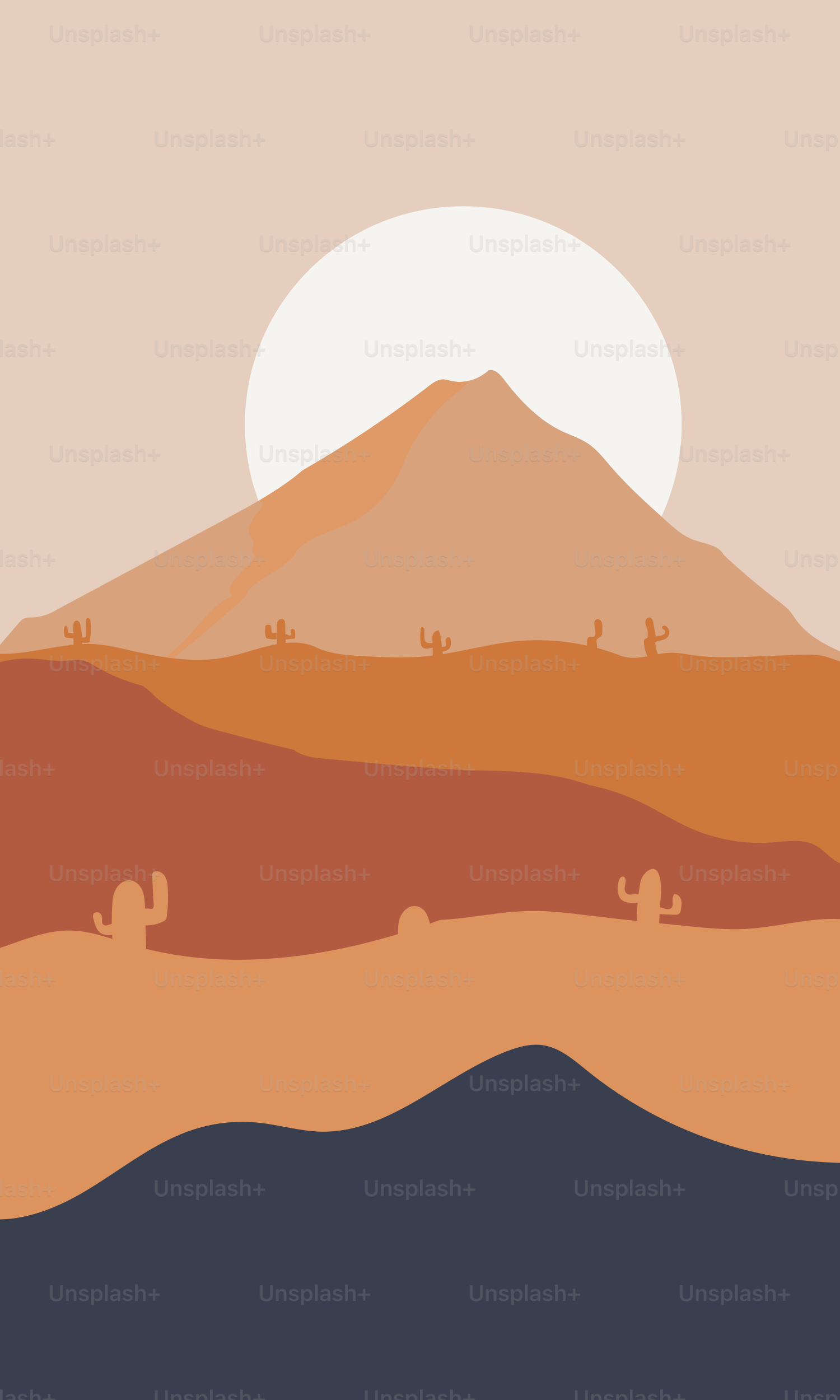 A desert landscape with a mountain in the background