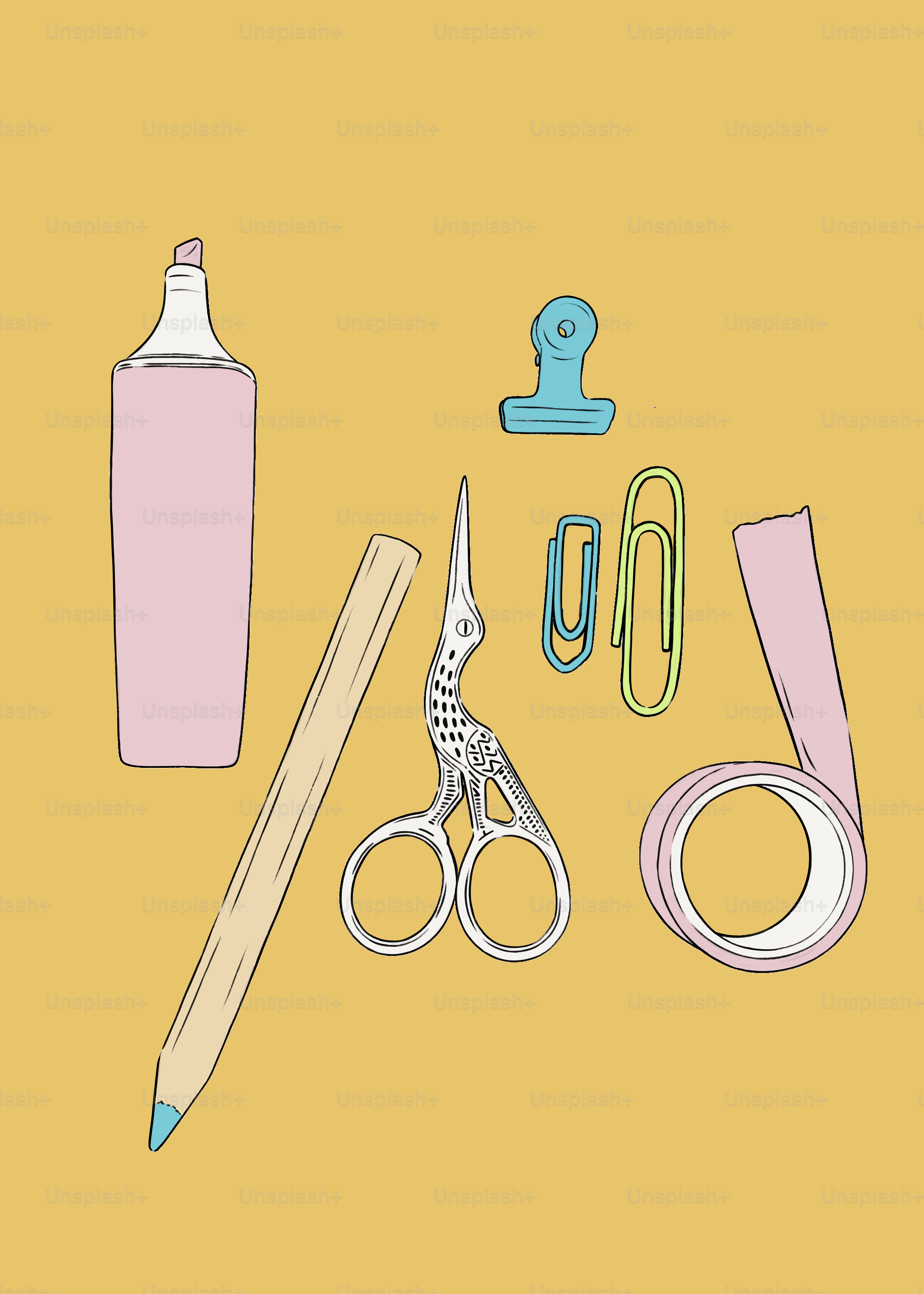 A pair of scissors, a bottle of glue, a pair of scissors and a