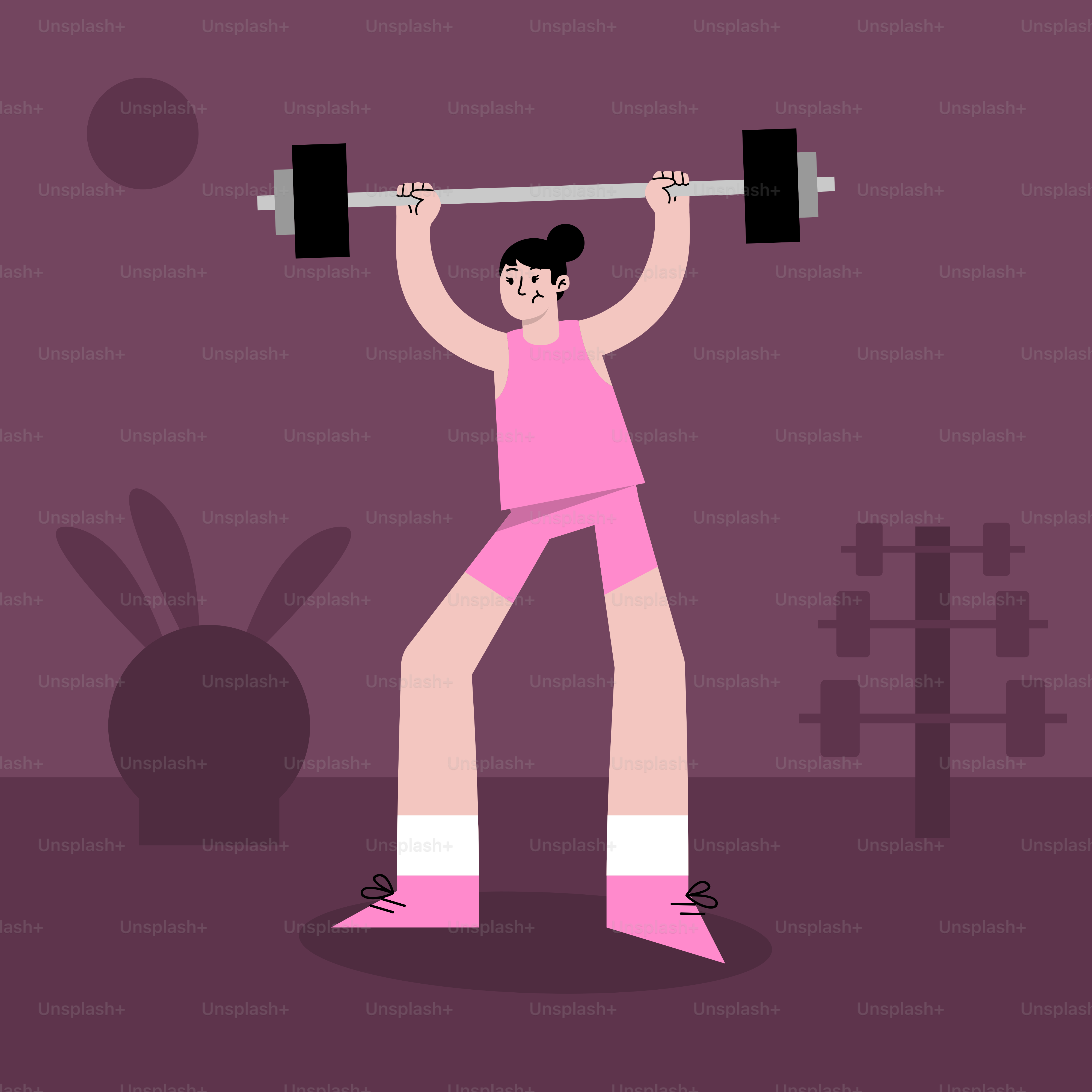 A woman lifting a barbell in a gym