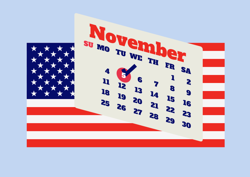 A calendar with the american flag on it